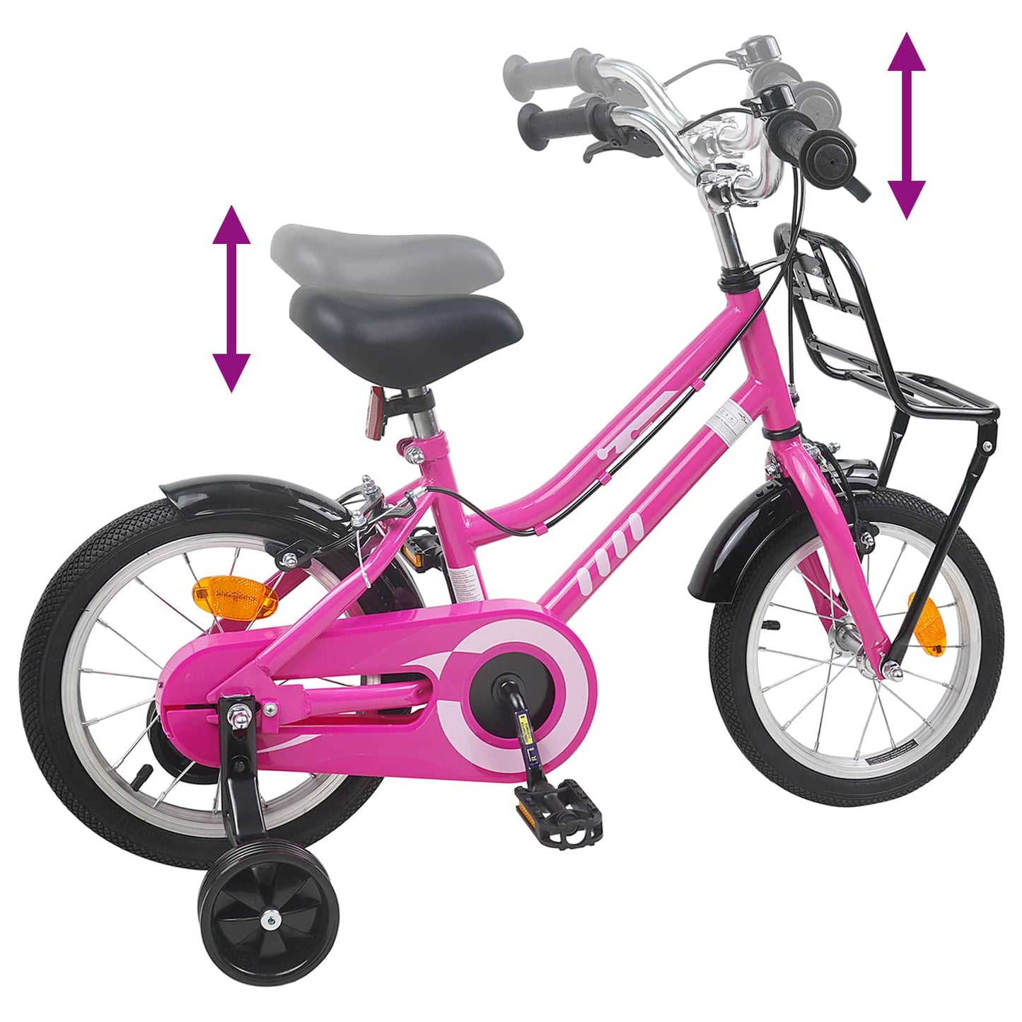 Kinderfiets 14 Inch voor 3-5 jaar oud Roze en Zwart is nu te koop bij PeponiXL, paradijselijk wonen!