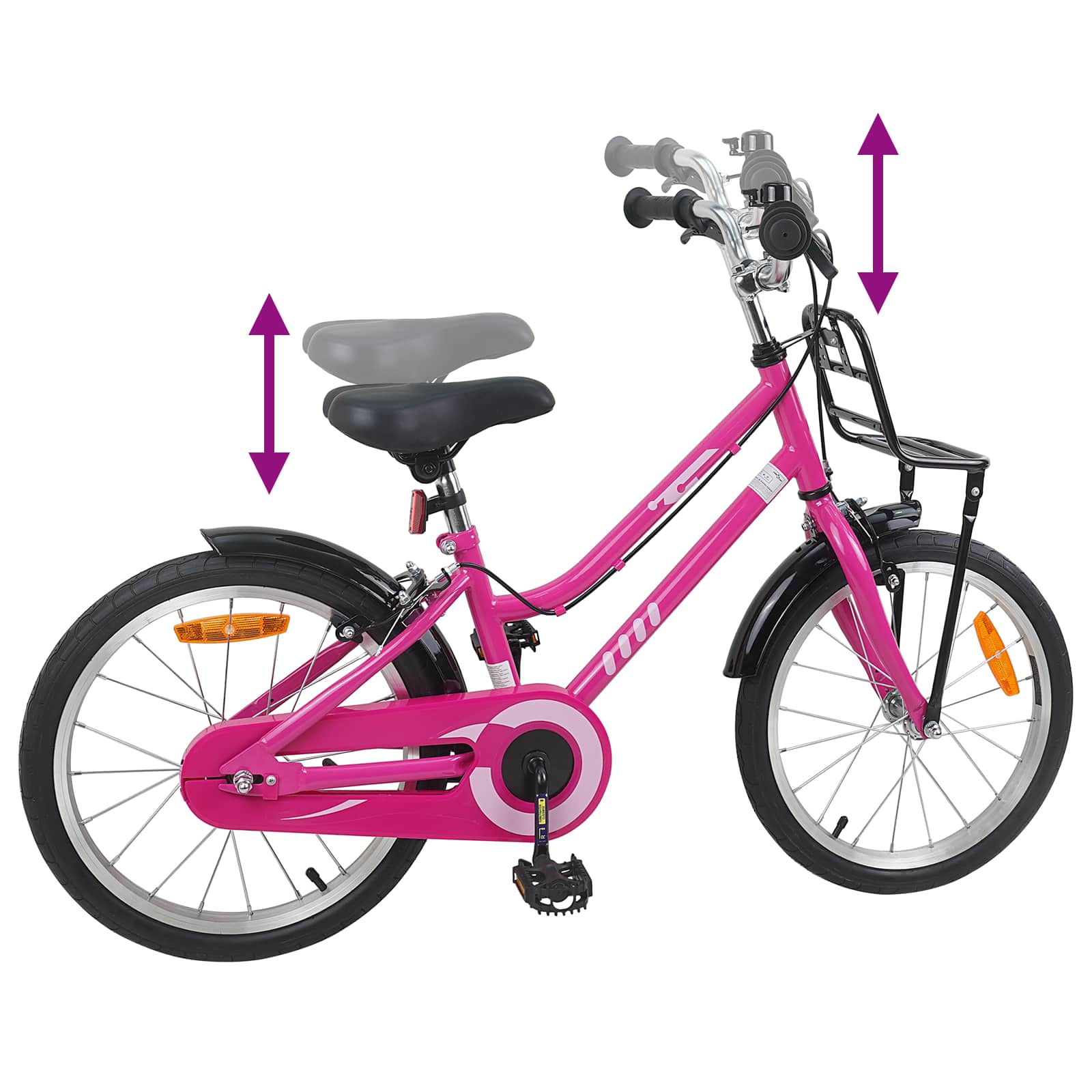 Kinderfiets 18 Inch voor 5-7 jaar Roze en Zwart is nu te koop bij PeponiXL, paradijselijk wonen!