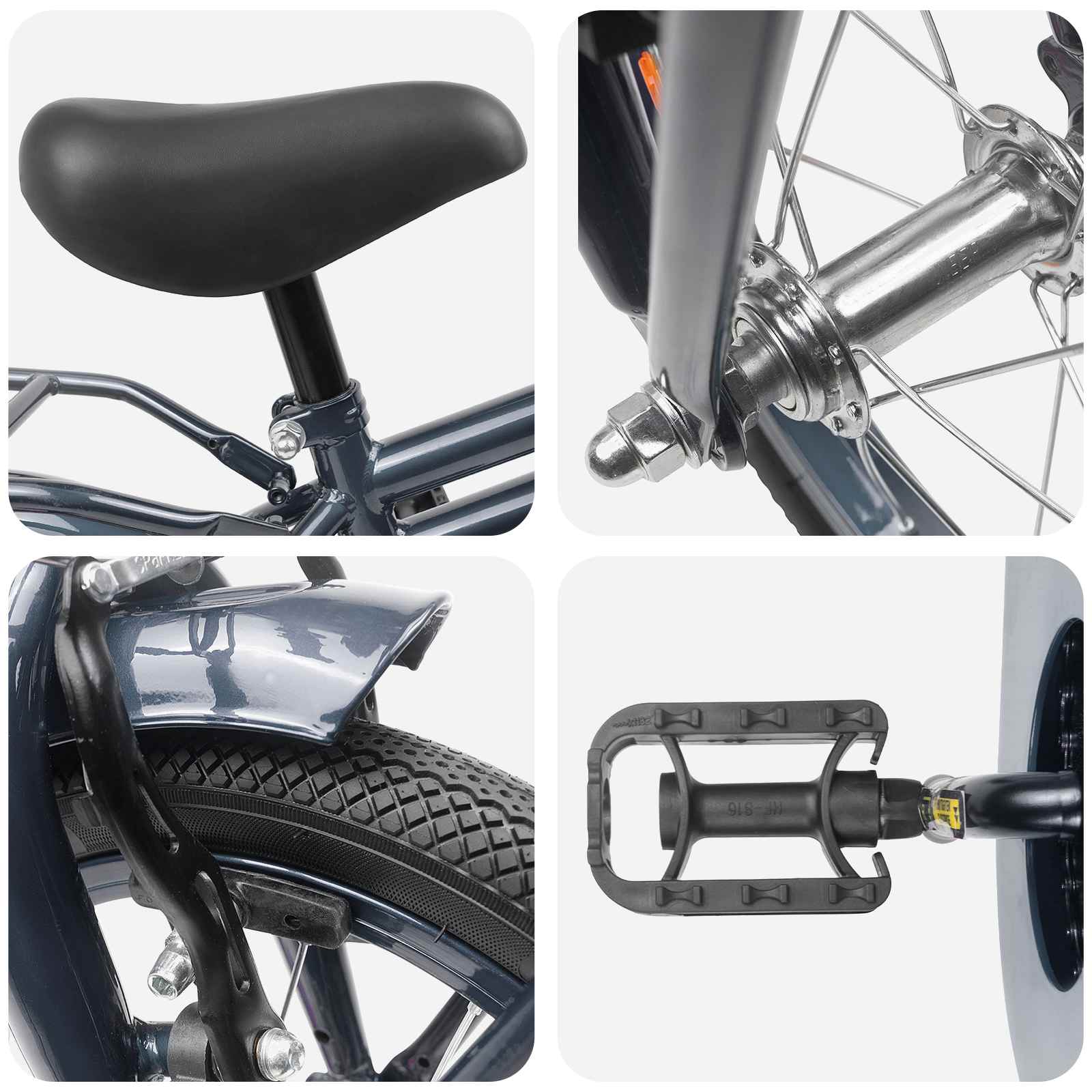 Kinderfiets 12 Inch voor 2-4 jaar oud Donkergrijs is nu te koop bij PeponiXL, paradijselijk wonen!