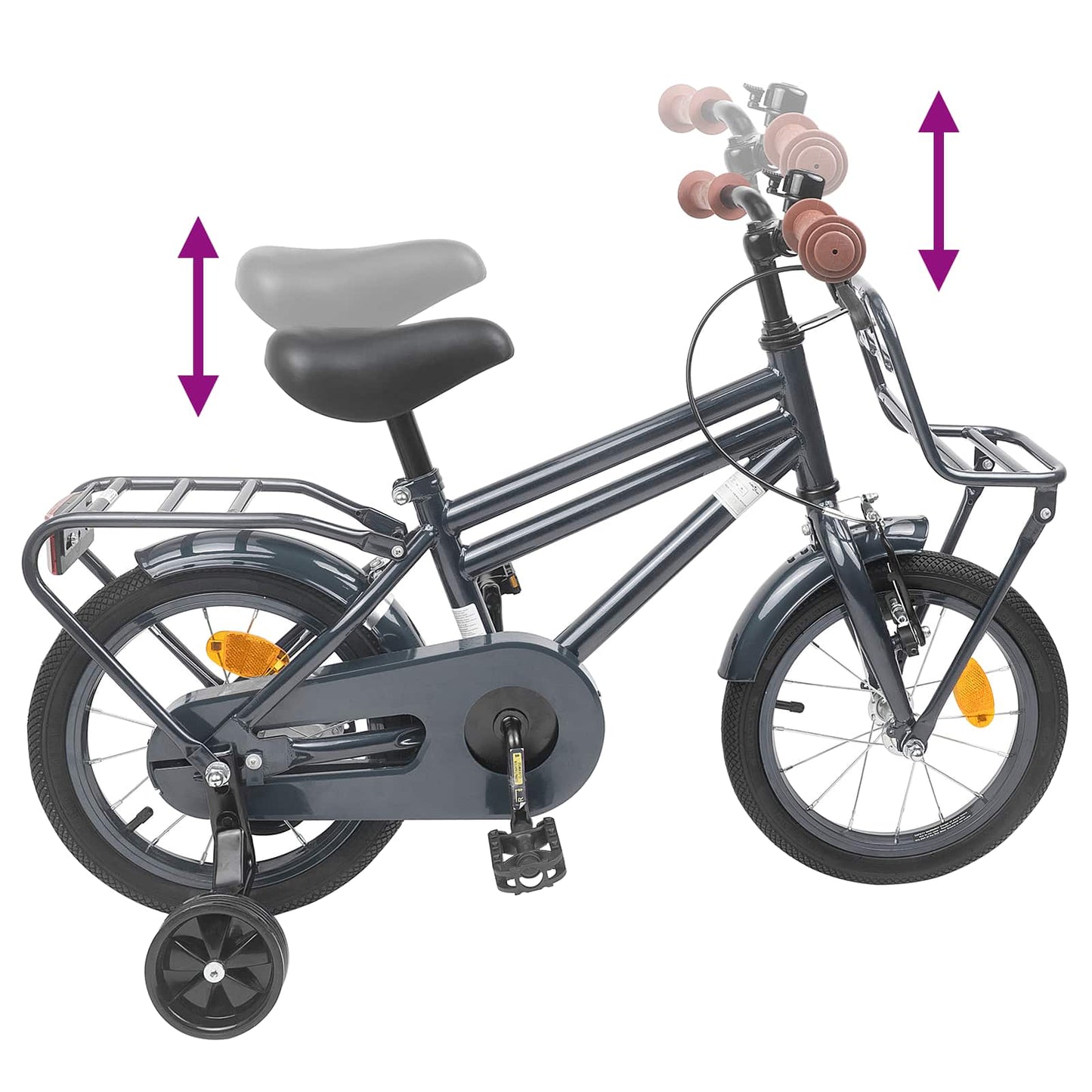Kinderfiets 12 Inch voor 2-4 jaar oud Donkergrijs is nu te koop bij PeponiXL, paradijselijk wonen!