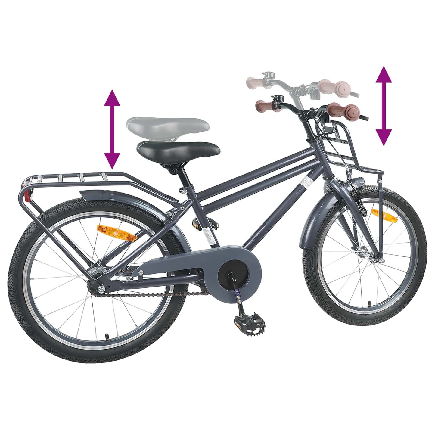 Kinderfiets 22 Inch voor 7-12 jaar oud Donkergrijs is nu te koop bij PeponiXL, paradijselijk wonen!