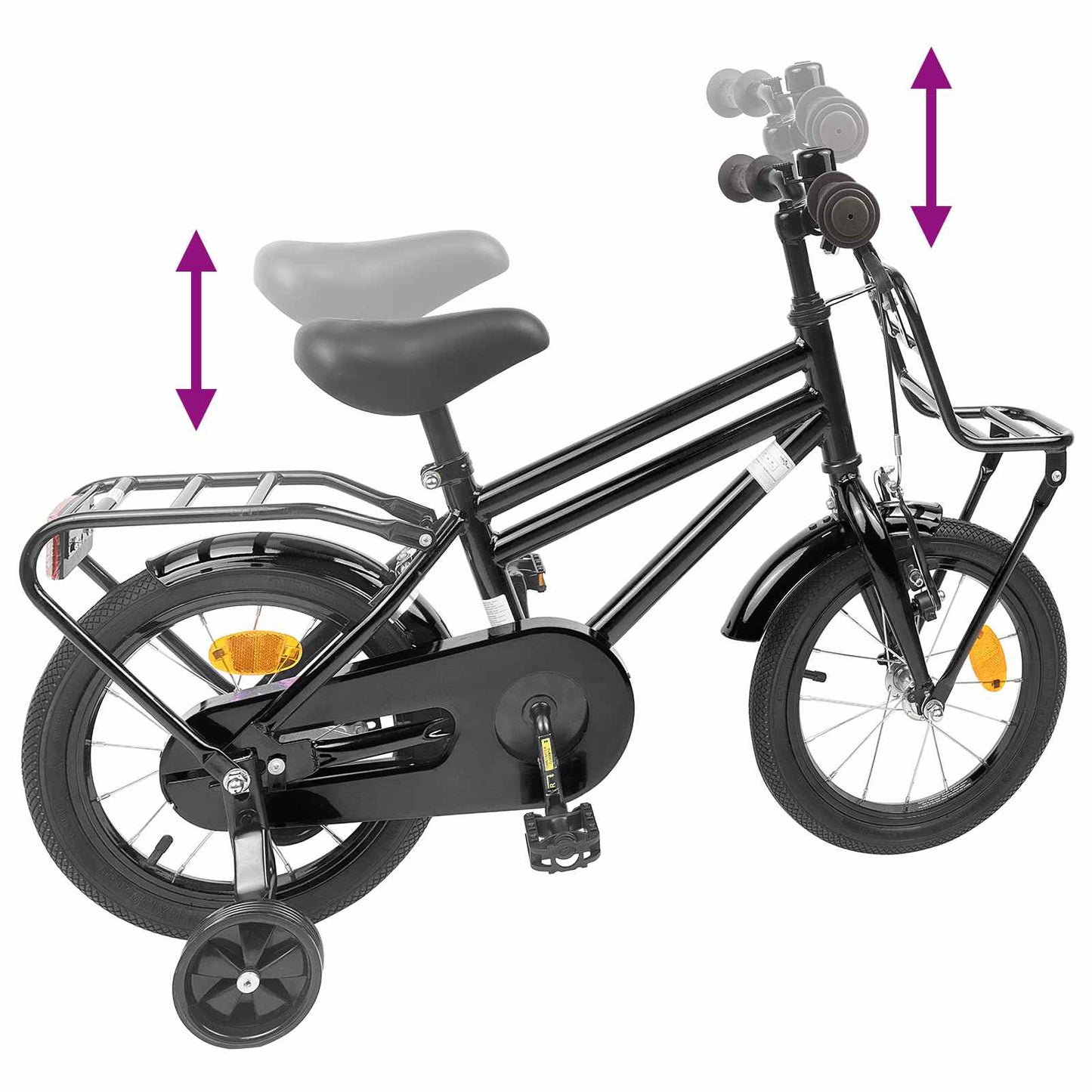Kinderfiets 12 Inch voor 2-4 jaar oud Zwart is nu te koop bij PeponiXL, paradijselijk wonen!