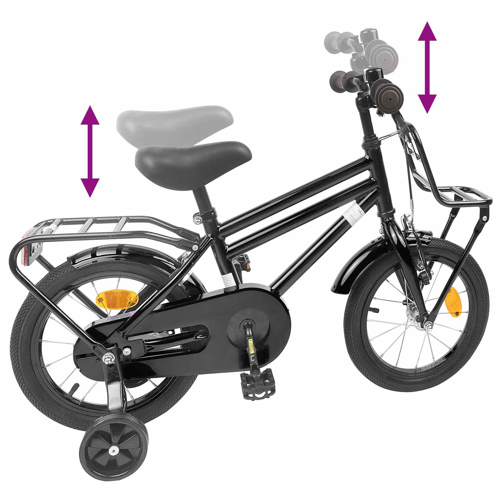 Kinderfiets 14 Inch voor 3-5 jaar oud Zwart is nu te koop bij PeponiXL, paradijselijk wonen!