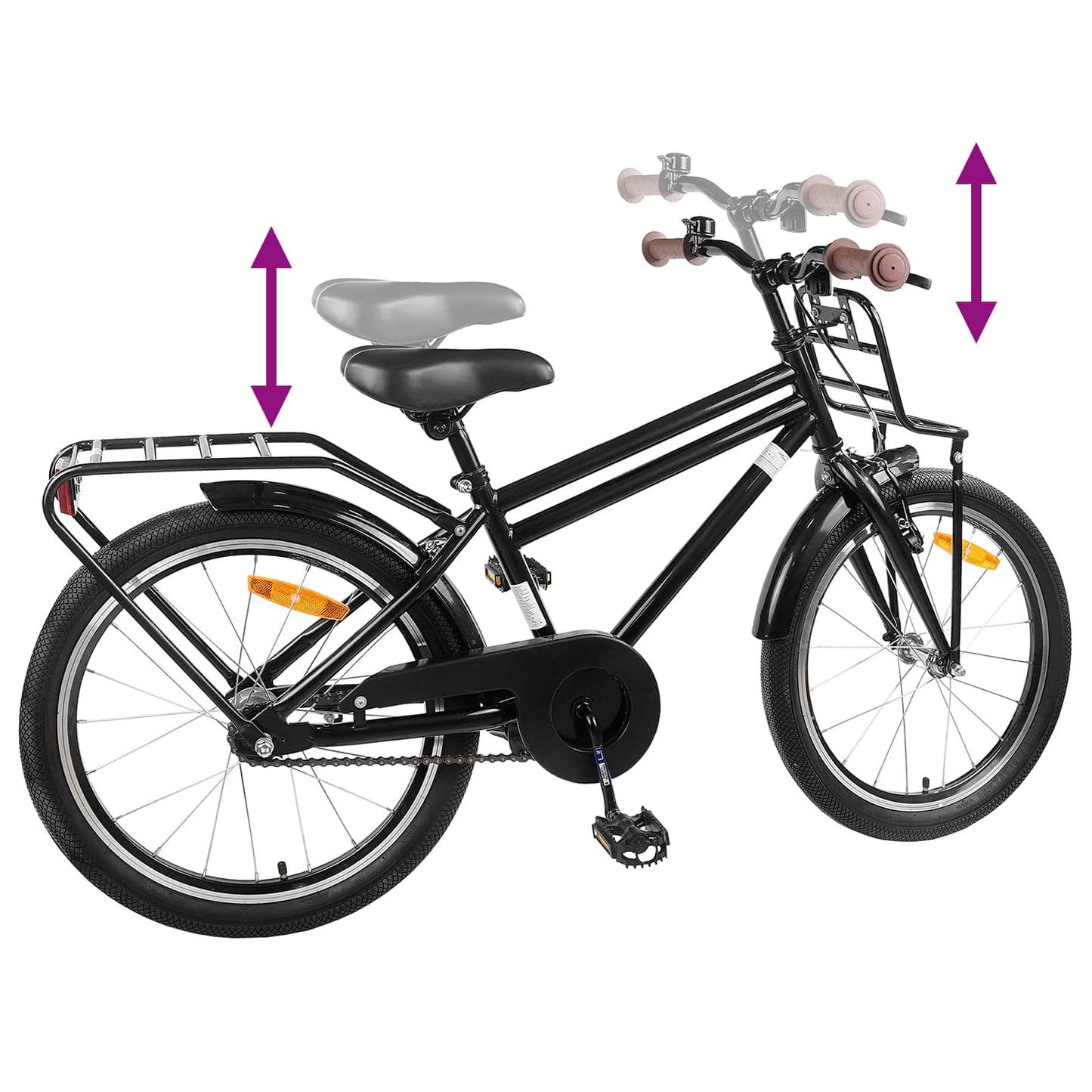 Kinderfiets 18 Inch voor 5-7 jaar Zwart is nu te koop bij PeponiXL, paradijselijk wonen!