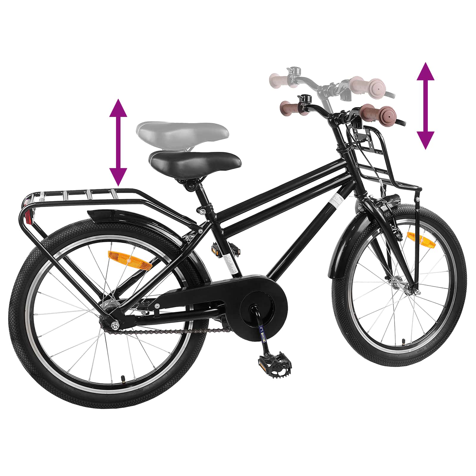 Kinderfiets 18 Inch voor 5-7 jaar Zwart is nu te koop bij PeponiXL, paradijselijk wonen!