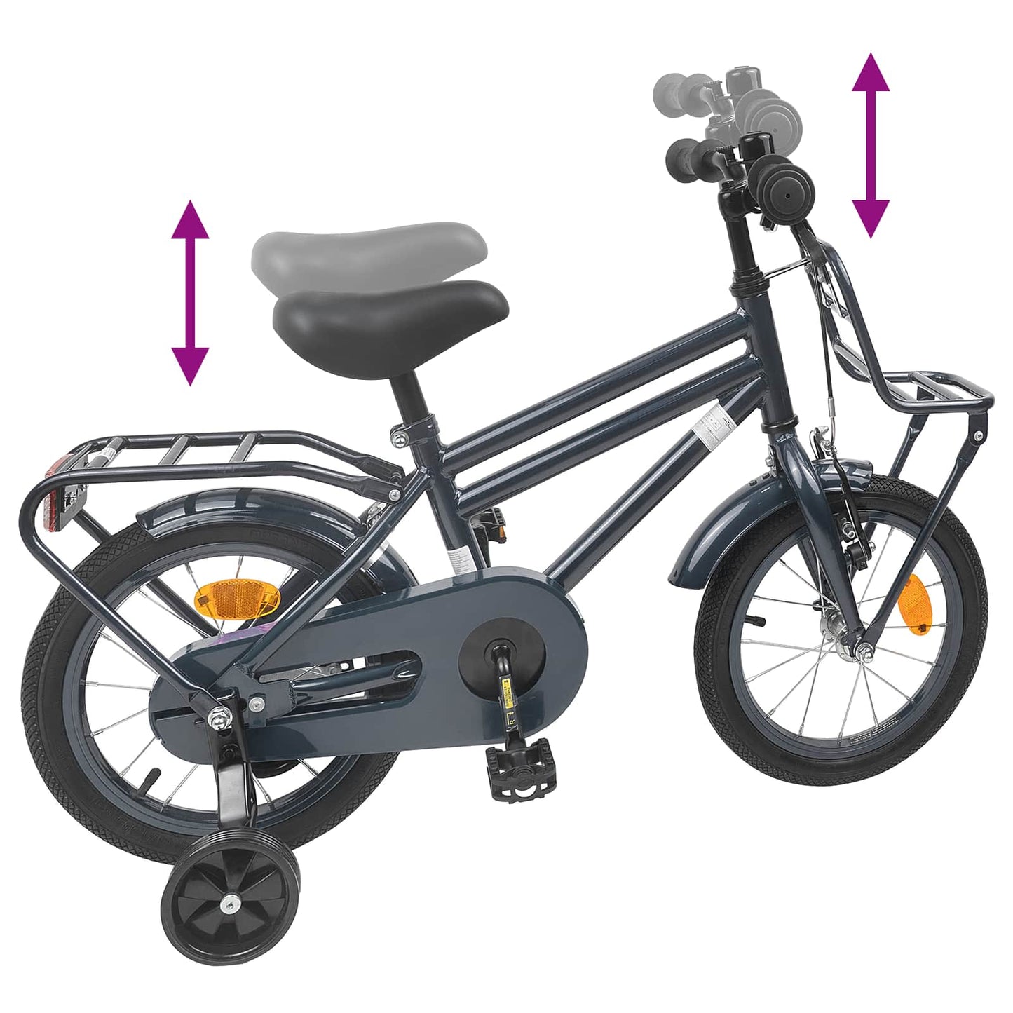 Kinderfiets 14 Inch voor 3-5 jaar oud Donkergrijs is nu te koop bij PeponiXL, paradijselijk wonen!