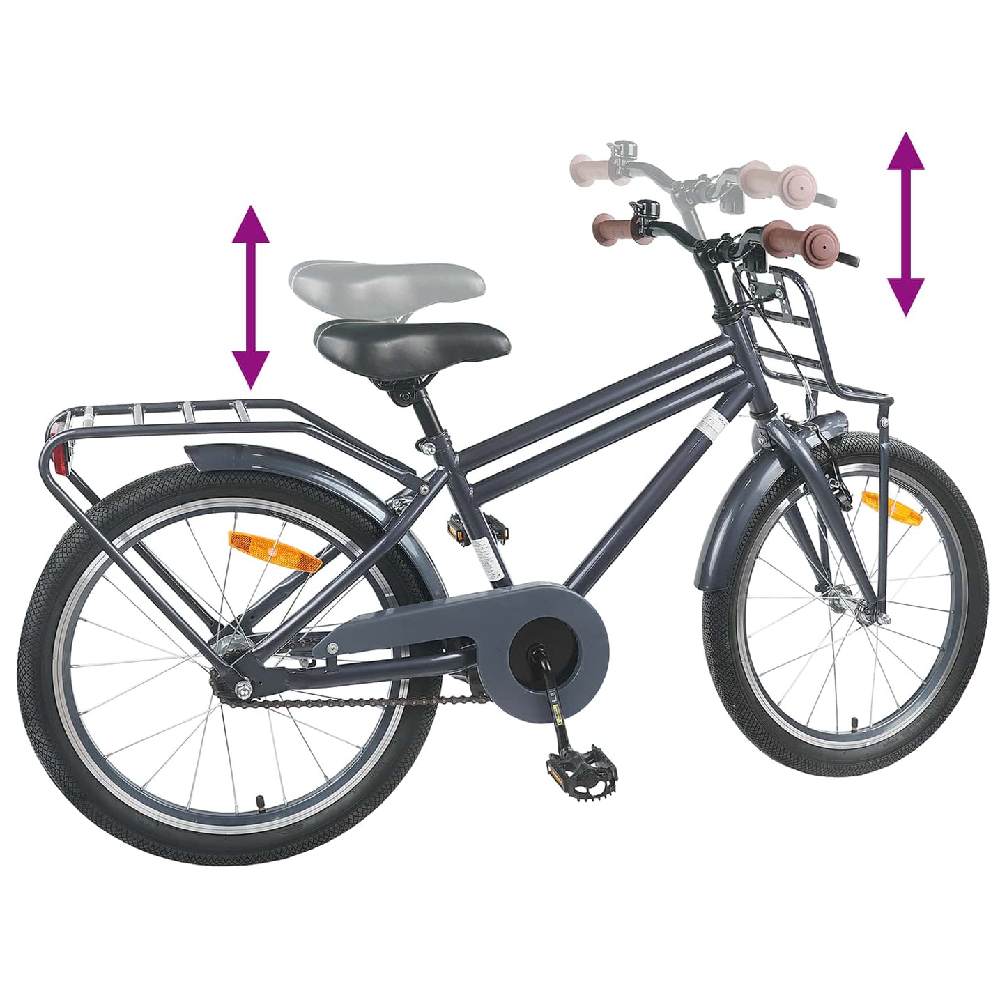 Kinderfiets 20 Inch voor 6-11 jaar oud Donkergrijs is nu te koop bij PeponiXL, paradijselijk wonen!