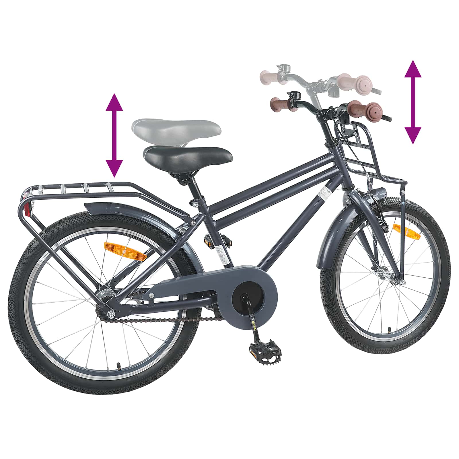 Kinderfiets 22 Inch voor 7-12 jaar oud Donkergrijs is nu te koop bij PeponiXL, paradijselijk wonen!