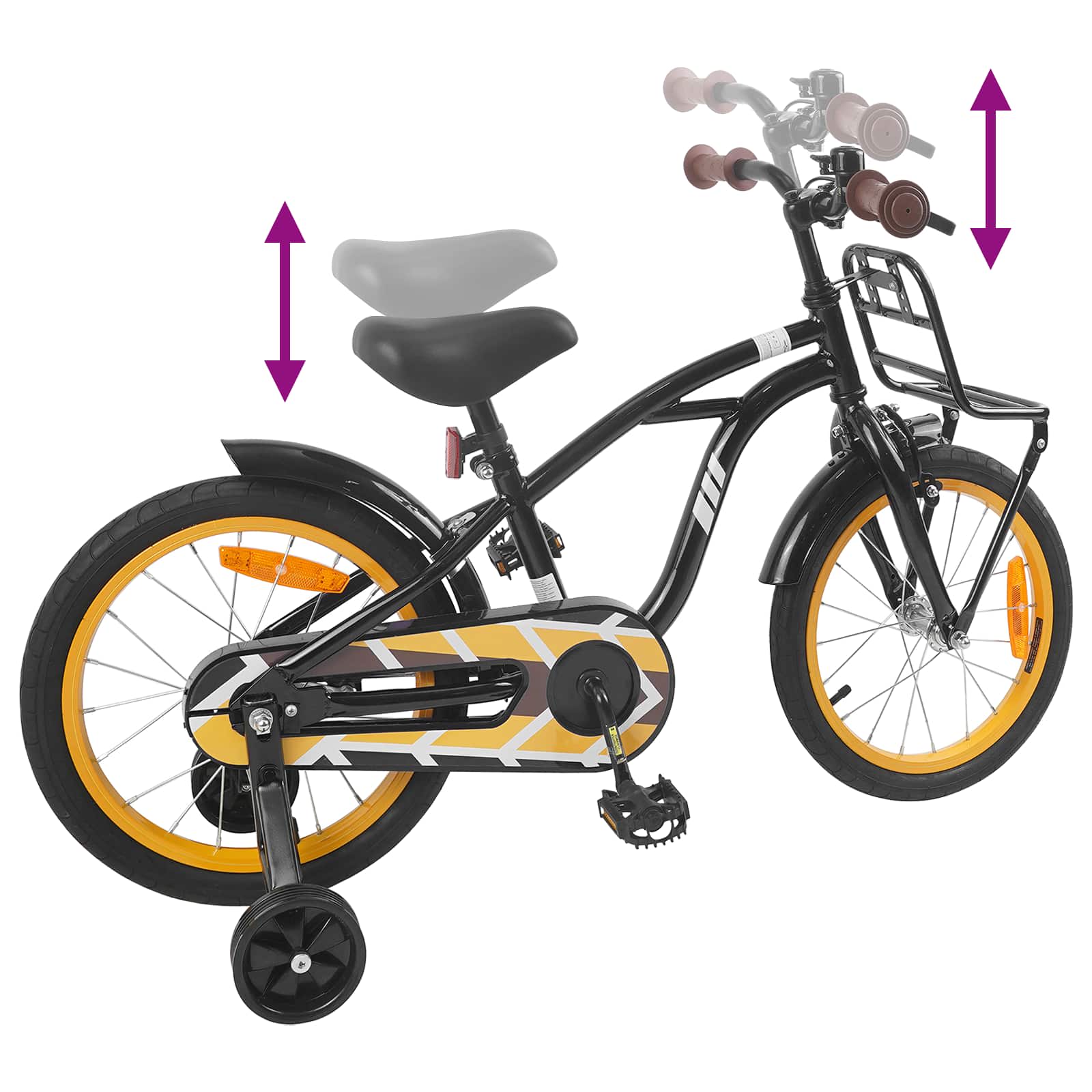 Kinderfiets 16 Inch voor 4-6 jaar oud Zwart is nu te koop bij PeponiXL, paradijselijk wonen!