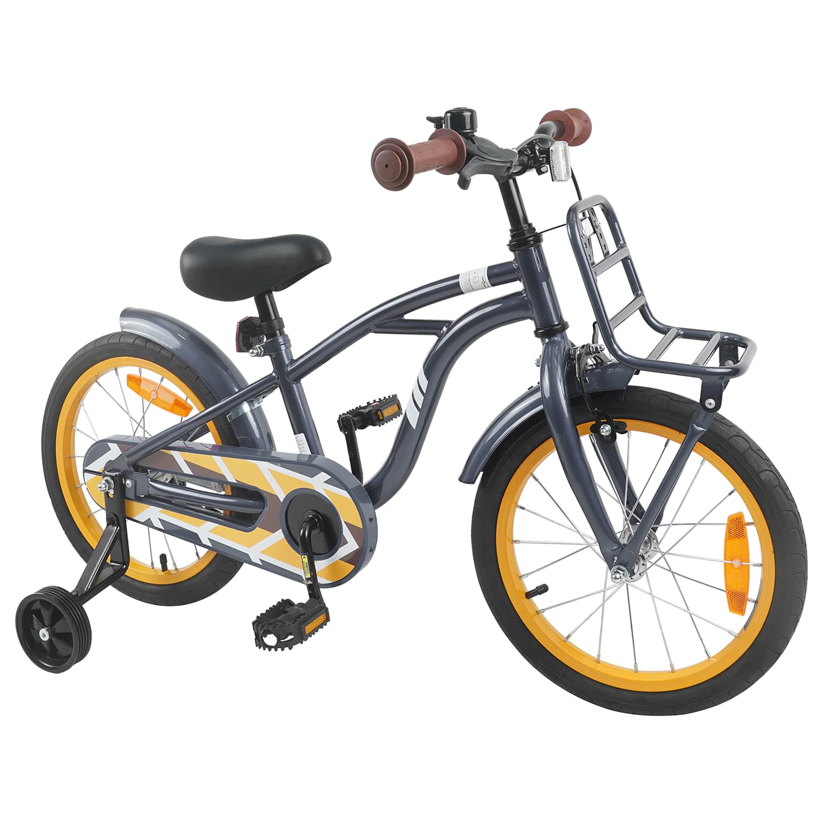 Kinderfiets 16 Inch voor 4-6 jaar oud Donkergrijs is nu te koop bij PeponiXL, paradijselijk wonen!