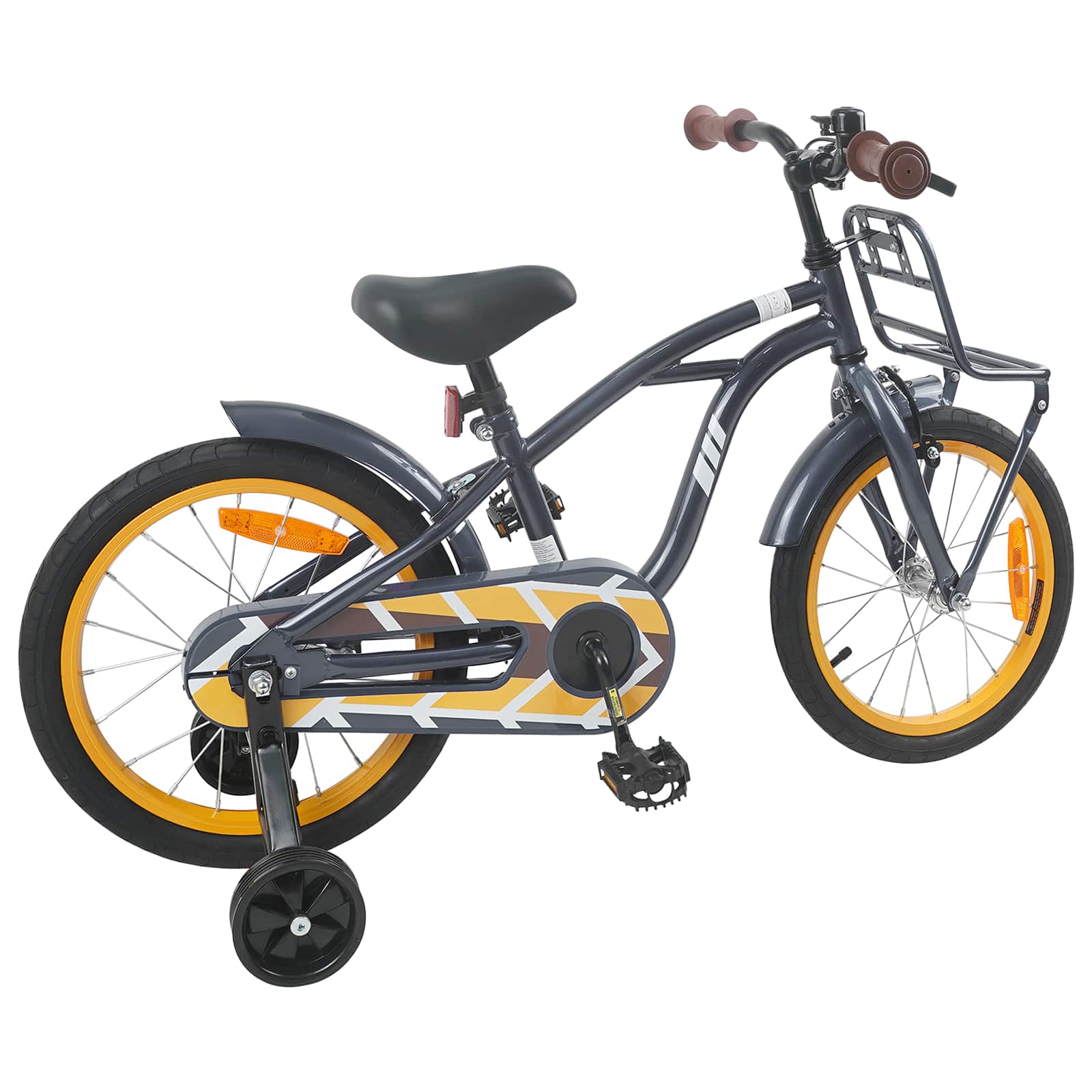 Kinderfiets 16 Inch voor 4-6 jaar oud Donkergrijs is nu te koop bij PeponiXL, paradijselijk wonen!