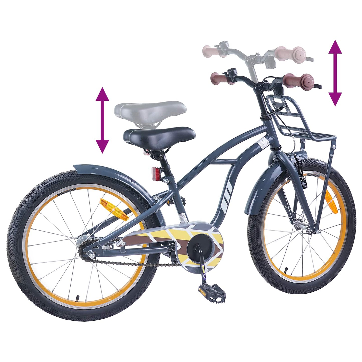 Kinderfiets 18 Inch voor 5-7 jaar Donkergrijs is nu te koop bij PeponiXL, paradijselijk wonen!