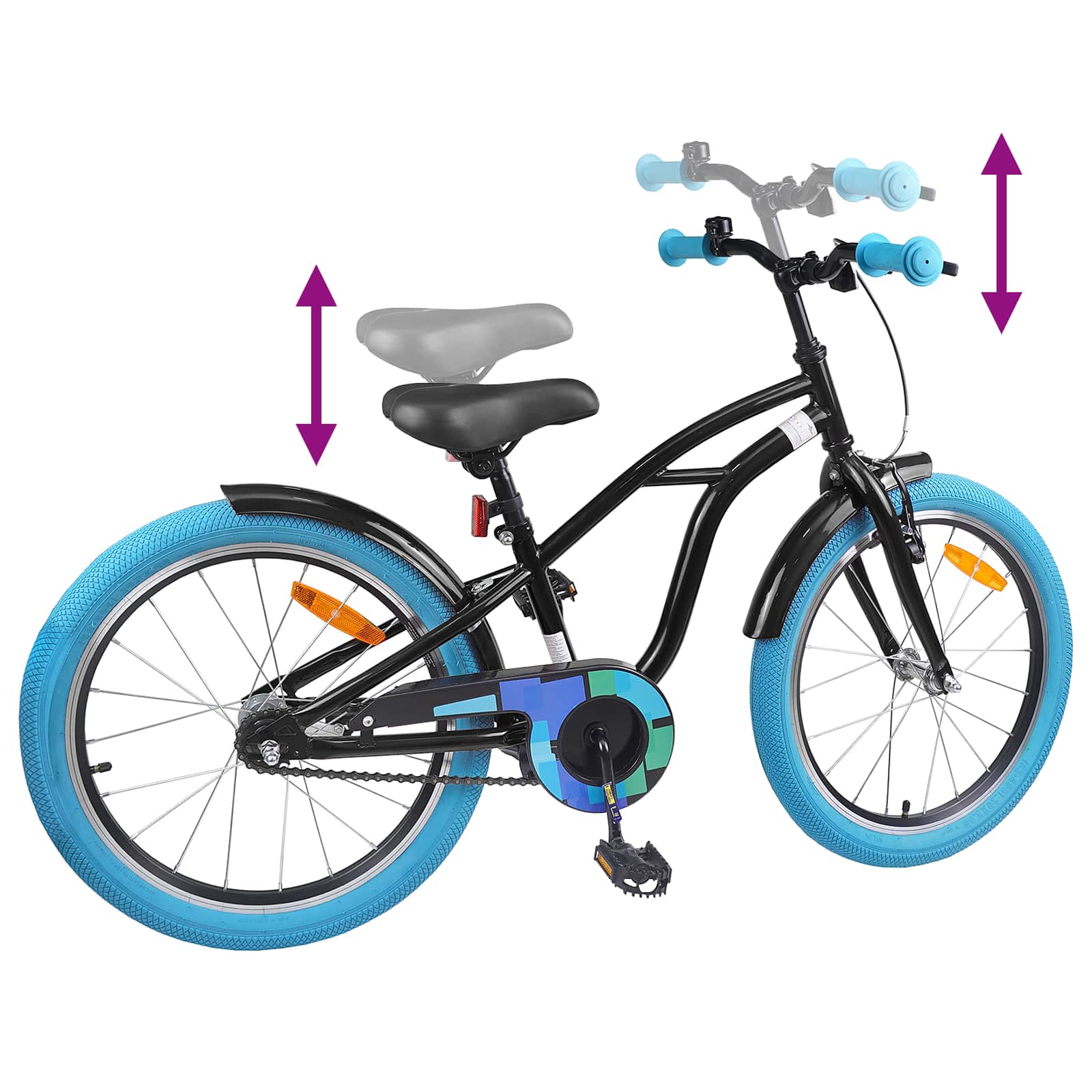 Kinderfiets 22 Inch voor 7-12 jaar oud Zwart is nu te koop bij PeponiXL, paradijselijk wonen!