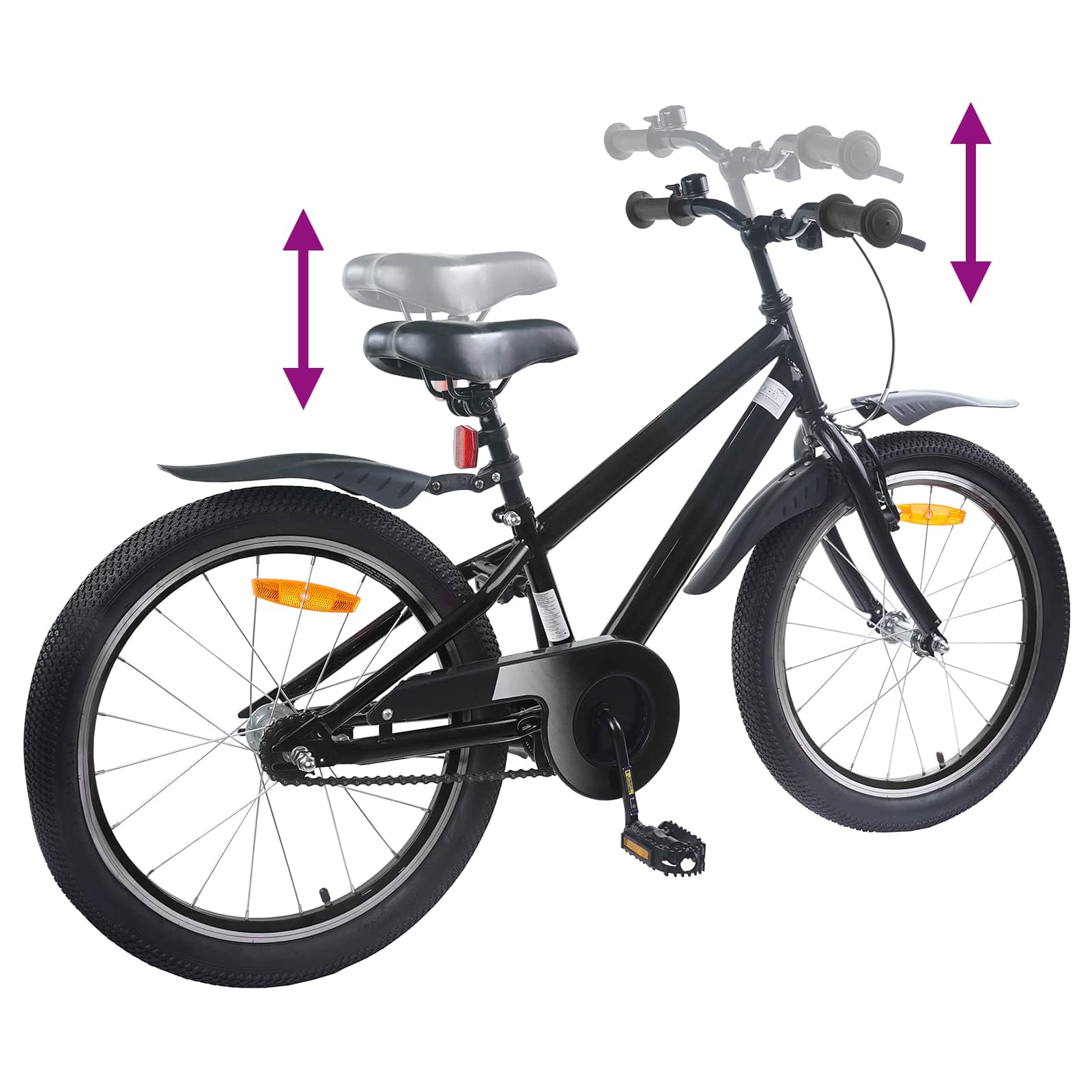 Kinderfiets 18 Inch voor 5-7 jaar Zwart is nu te koop bij PeponiXL, paradijselijk wonen!