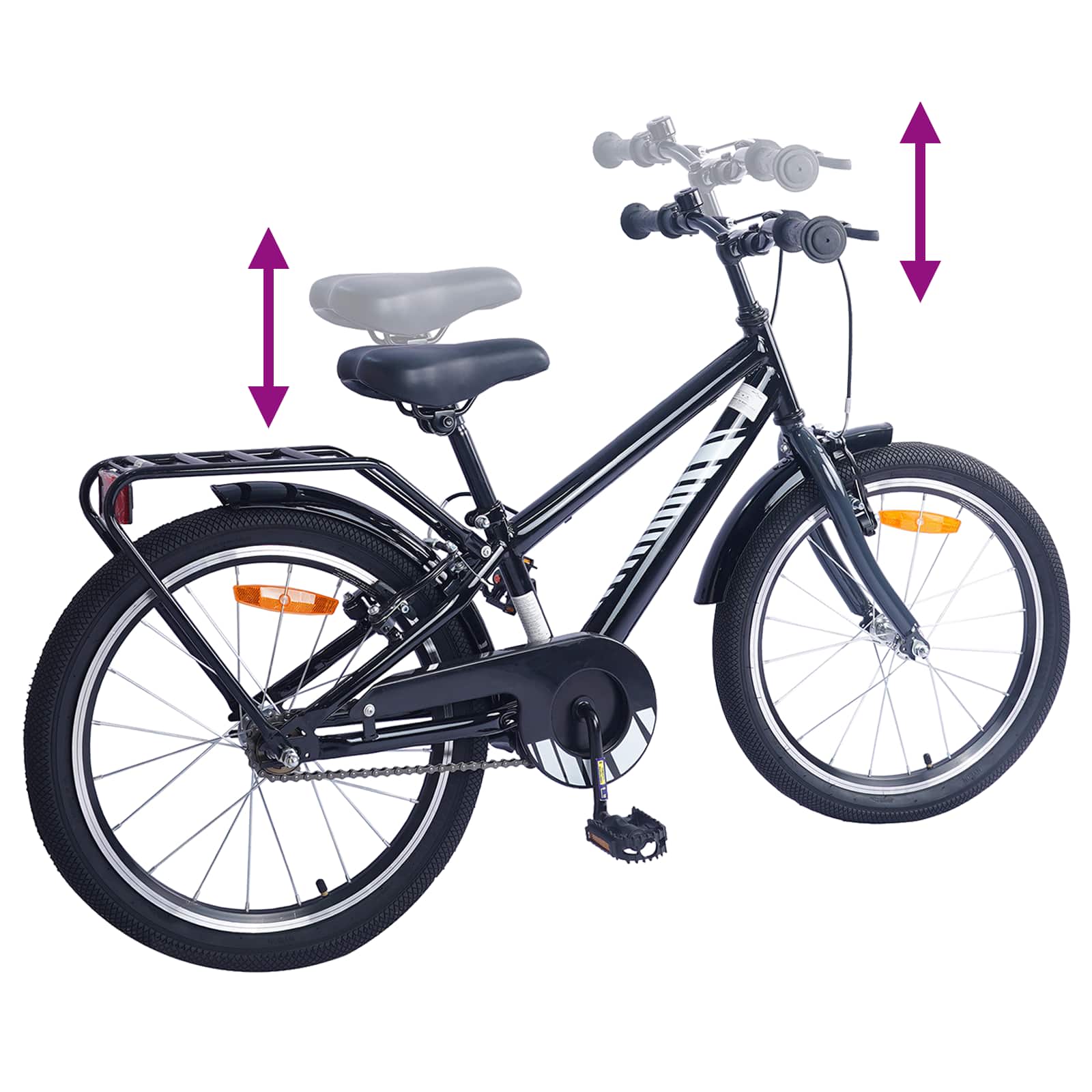 Kinderfiets 18 Inch voor 5-7 jaar Zwart is nu te koop bij PeponiXL, paradijselijk wonen!