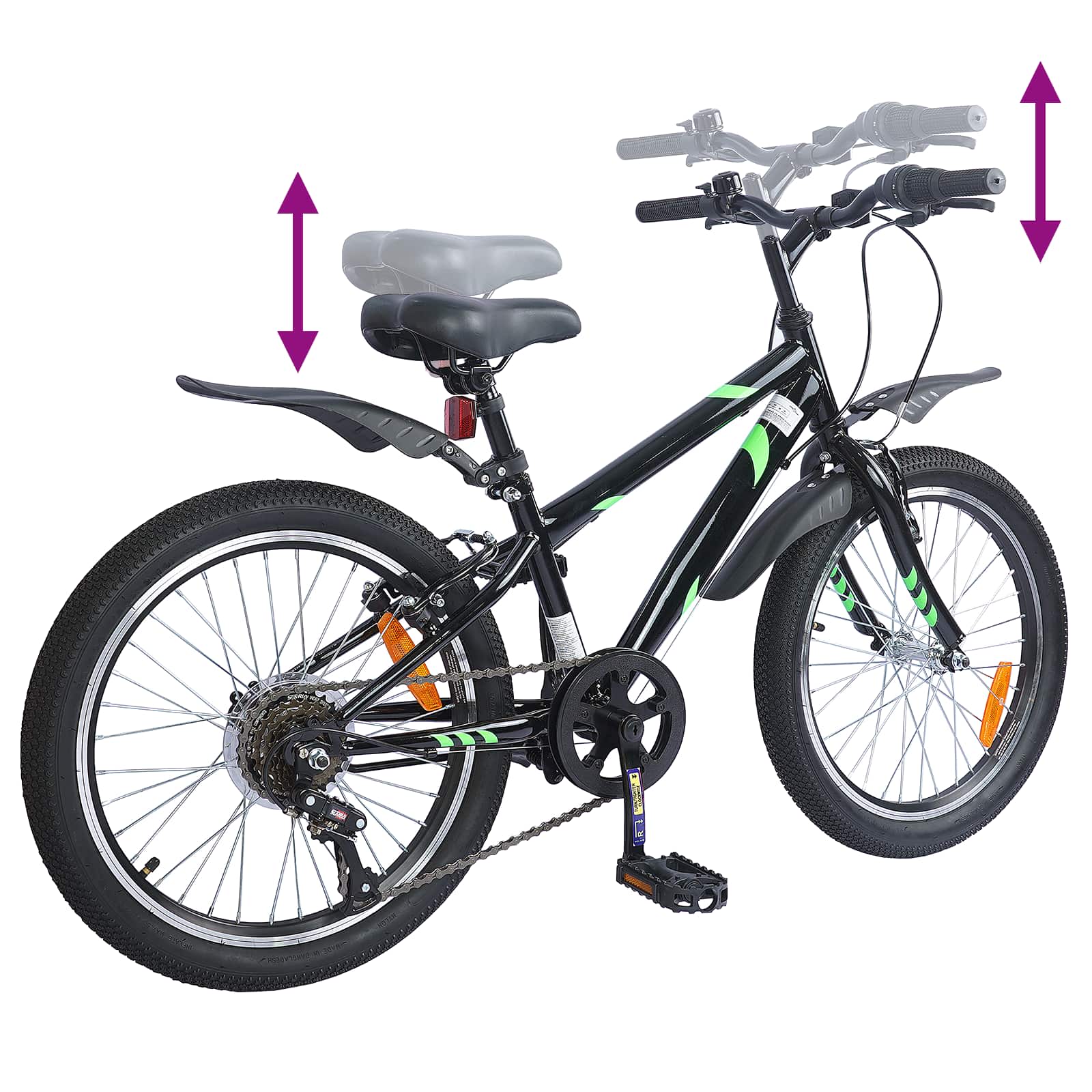 Kinderfiets 20 Inch 6-Speed voor 6-11 jaar oud Zwart is nu te koop bij PeponiXL, paradijselijk wonen!