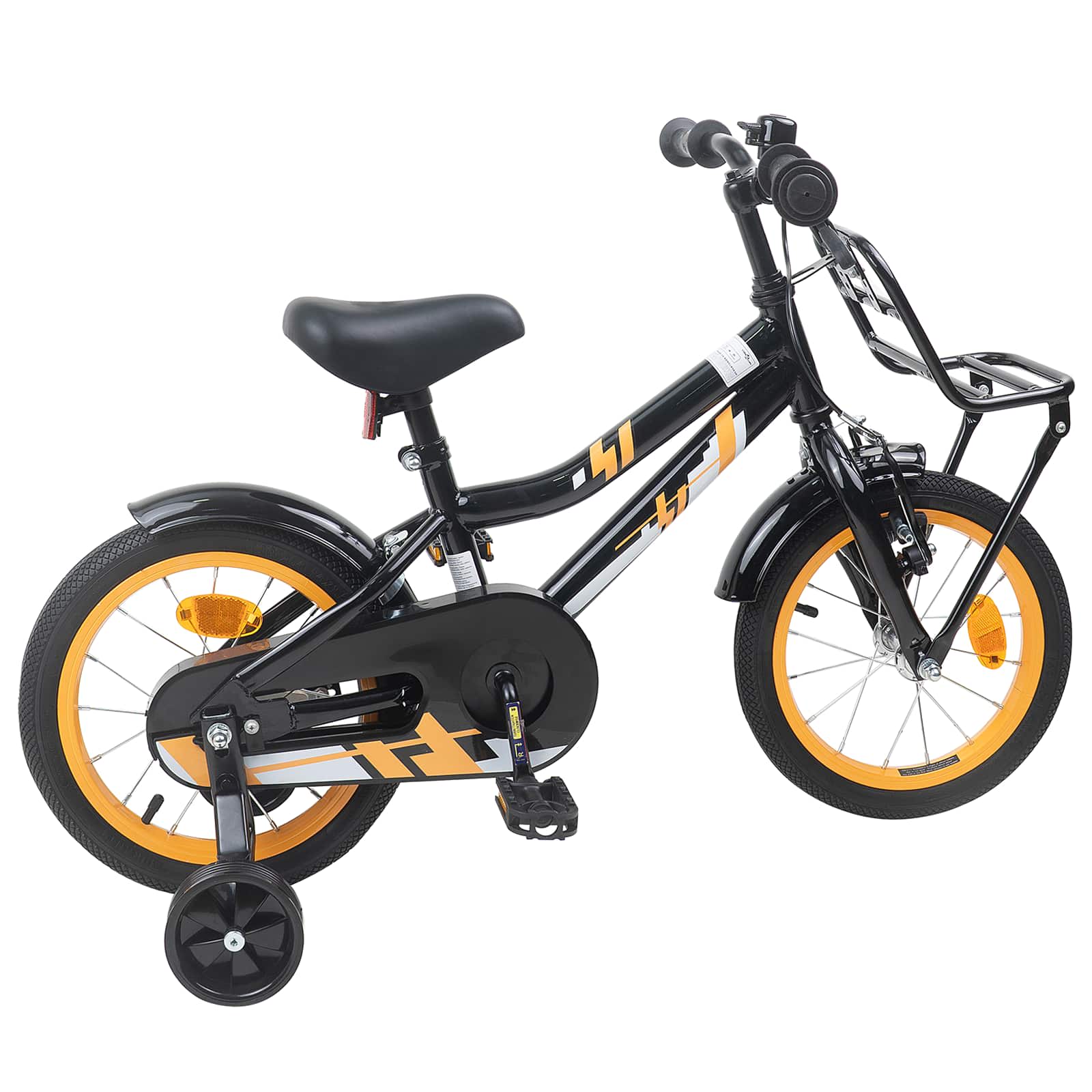 Kinderfiets 14 Inch voor 3-5 jaar oud Oranje en Zwart is nu te koop bij PeponiXL, paradijselijk wonen!