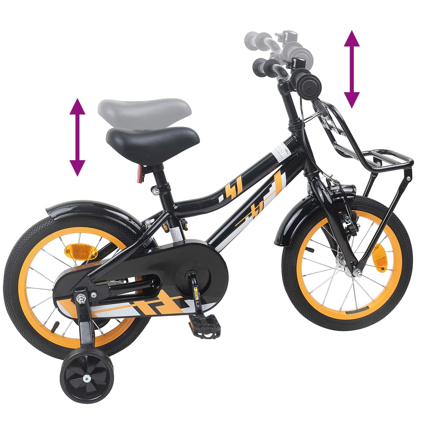 Kinderfiets 14 Inch voor 3-5 jaar oud Oranje en Zwart is nu te koop bij PeponiXL, paradijselijk wonen!