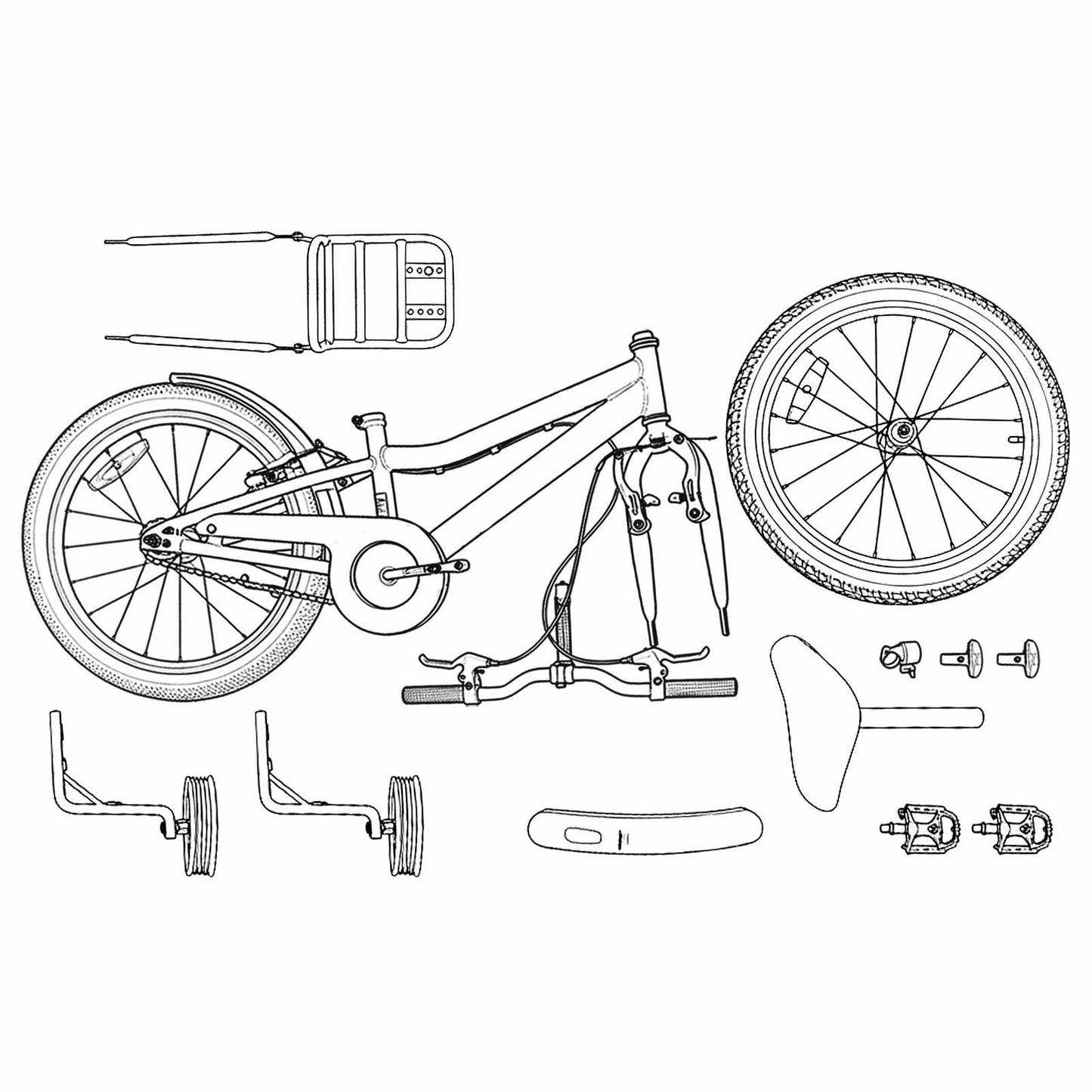 Kinderfiets 14 Inch voor 3-5 jaar oud Oranje en Zwart is nu te koop bij PeponiXL, paradijselijk wonen!