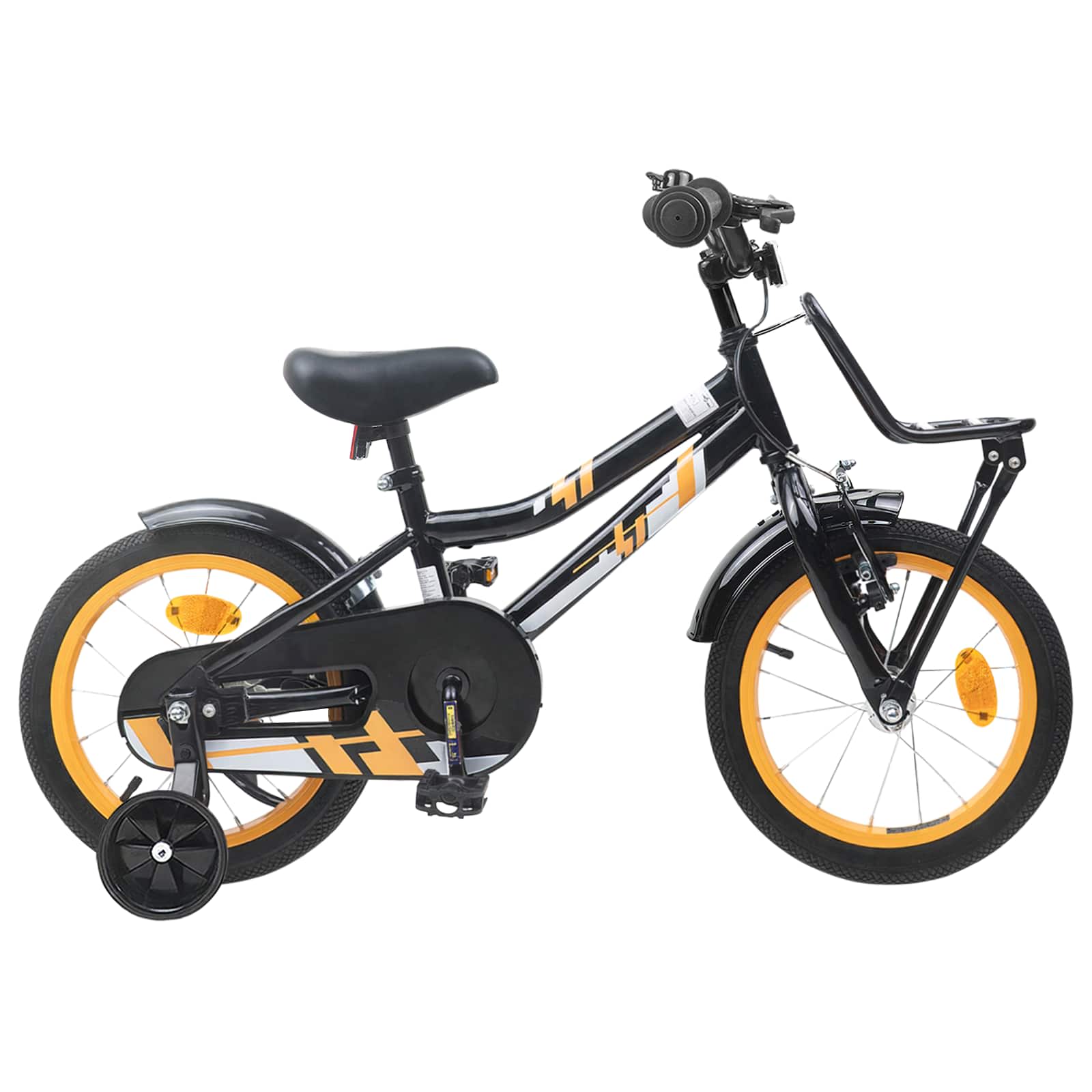 Kinderfiets 14 Inch voor 3-5 jaar oud Oranje en Zwart is nu te koop bij PeponiXL, paradijselijk wonen!