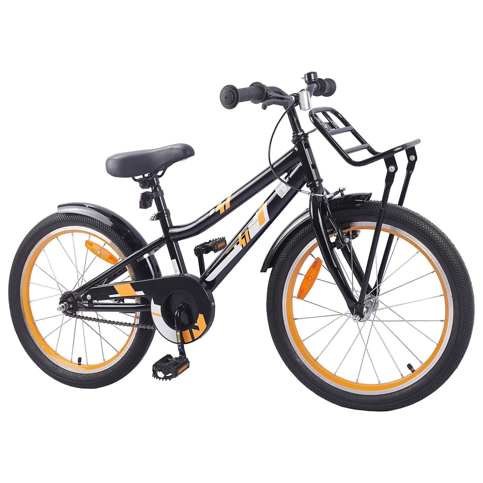 Kinderfiets 18 Inch voor 5-7 jaar Oranje Zwart is nu te koop bij PeponiXL, paradijselijk wonen!