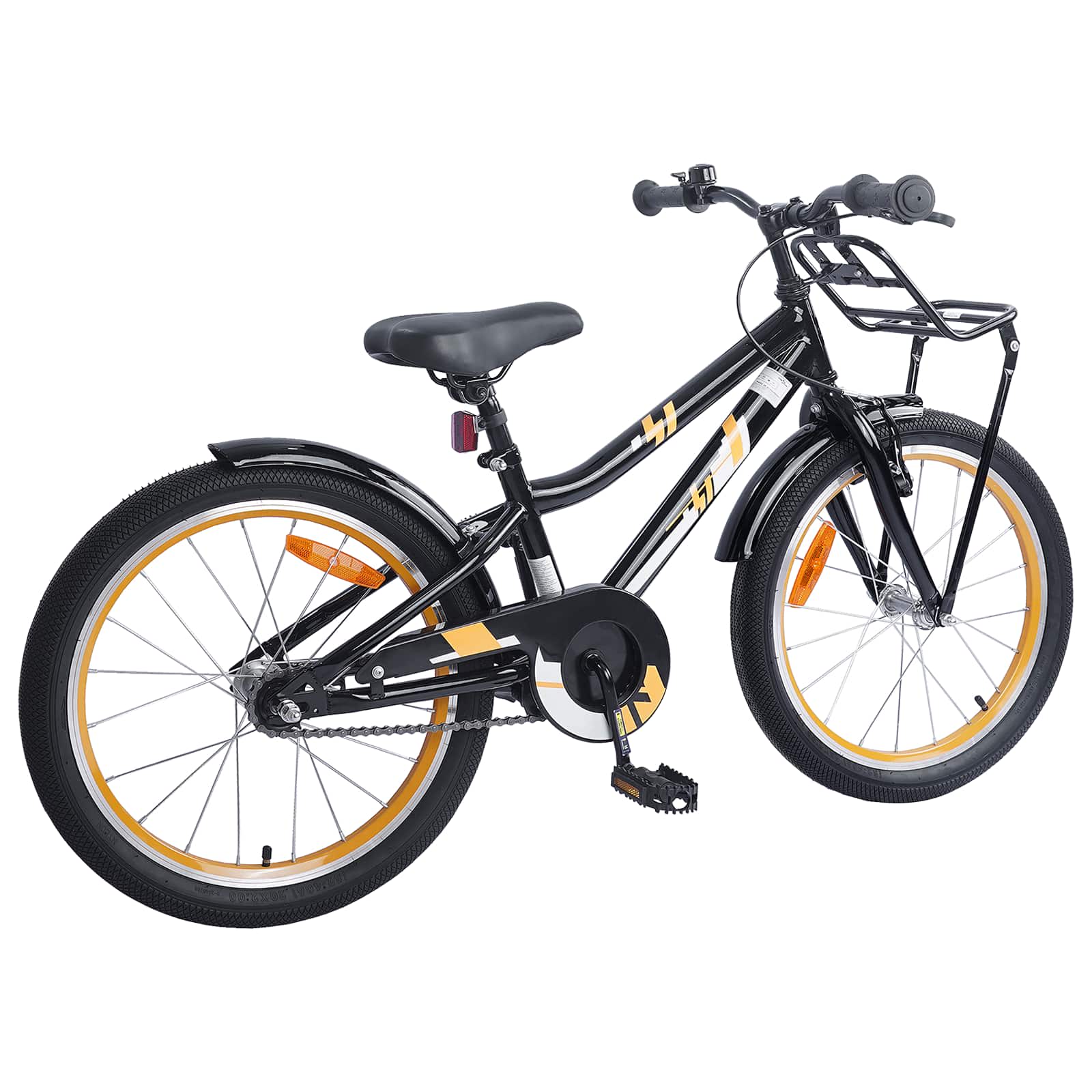 Kinderfiets 18 Inch voor 5-7 jaar Oranje Zwart is nu te koop bij PeponiXL, paradijselijk wonen!