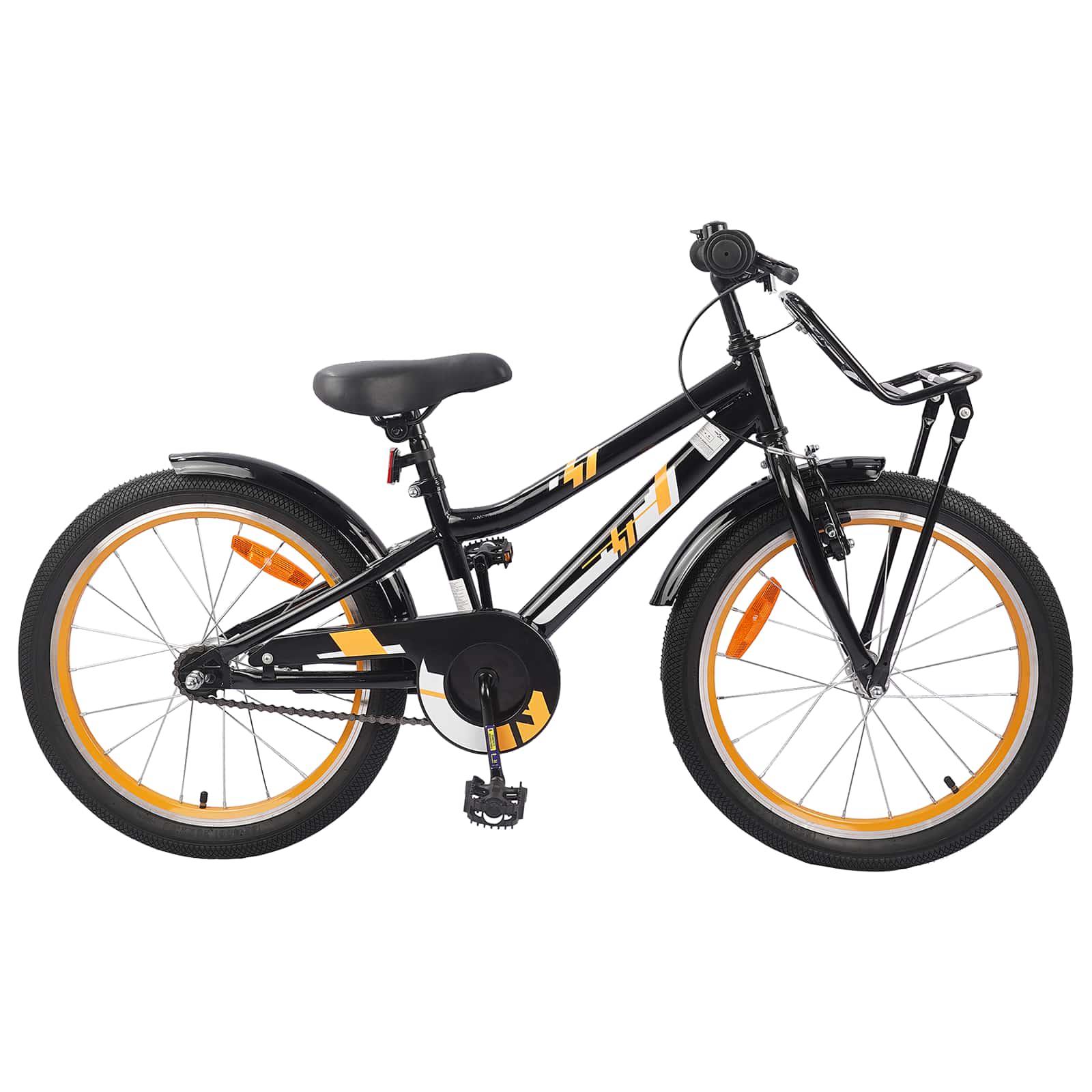 Kinderfiets 18 Inch voor 5-7 jaar Oranje Zwart is nu te koop bij PeponiXL, paradijselijk wonen!