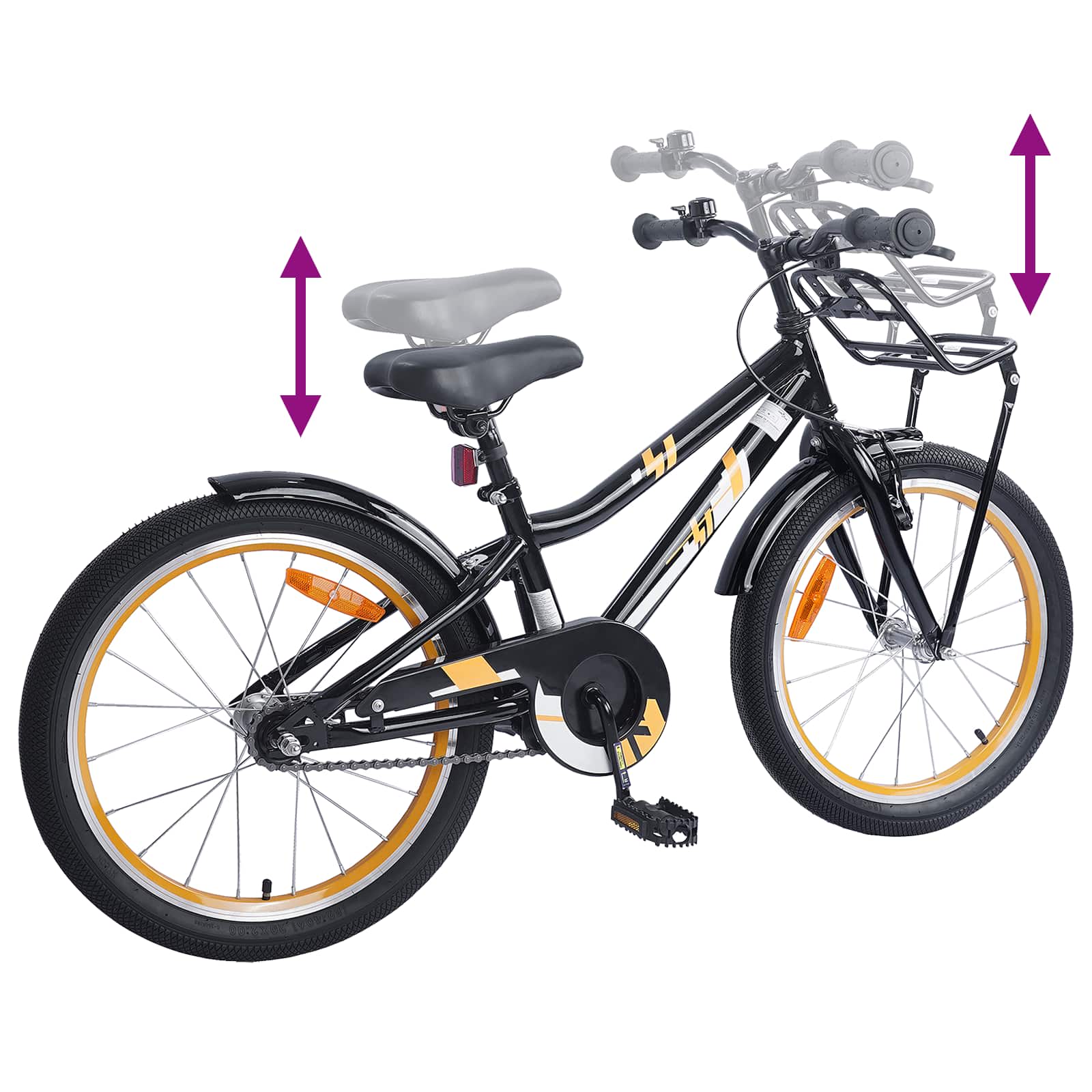Kinderfiets 20 Inch voor 6-11 jaar oud Oranje Zwart is nu te koop bij PeponiXL, paradijselijk wonen!