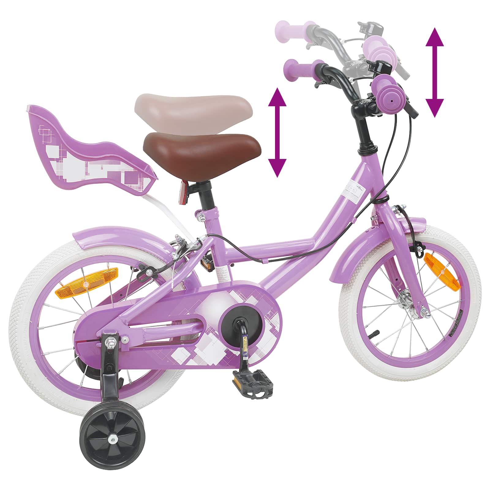 Kinderfiets 16 Inch voor 4-6 jaar oud Paars is nu te koop bij PeponiXL, paradijselijk wonen!