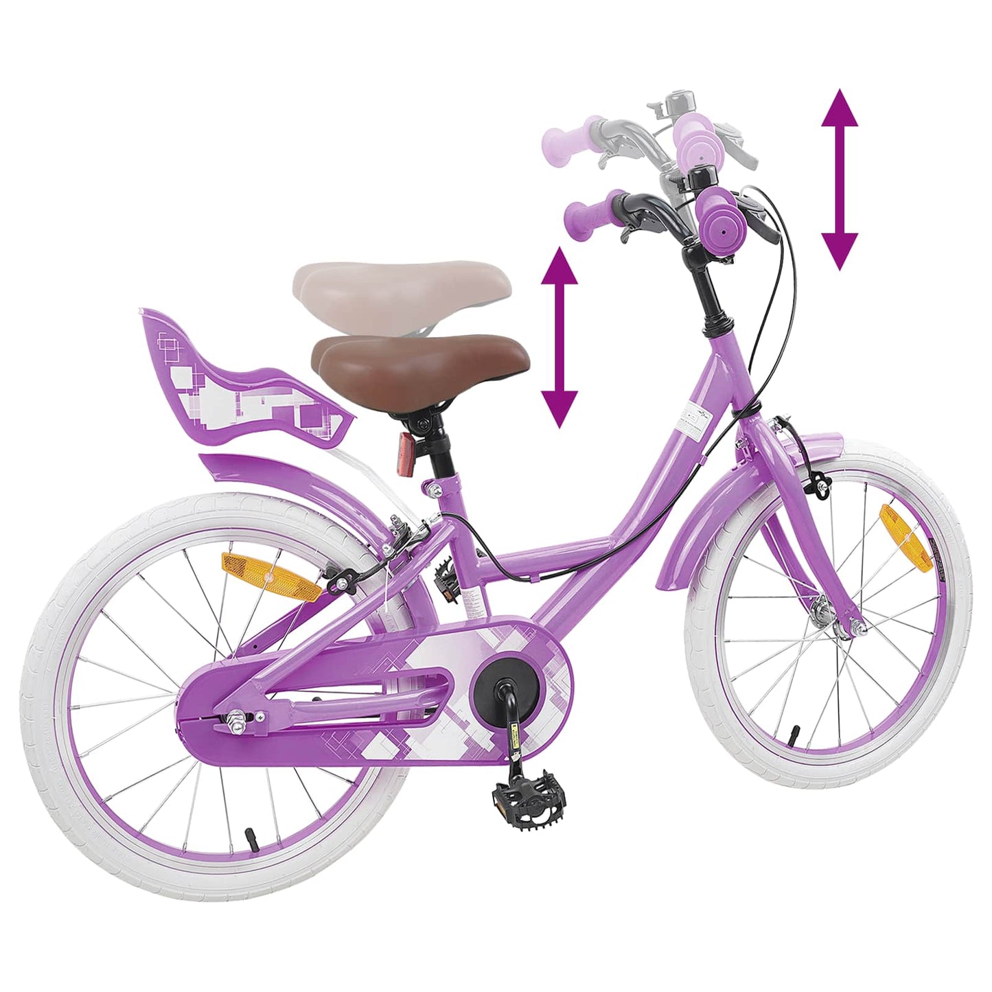 Kinderfiets 18 Inch voor 5-7 jaar Paars is nu te koop bij PeponiXL, paradijselijk wonen!