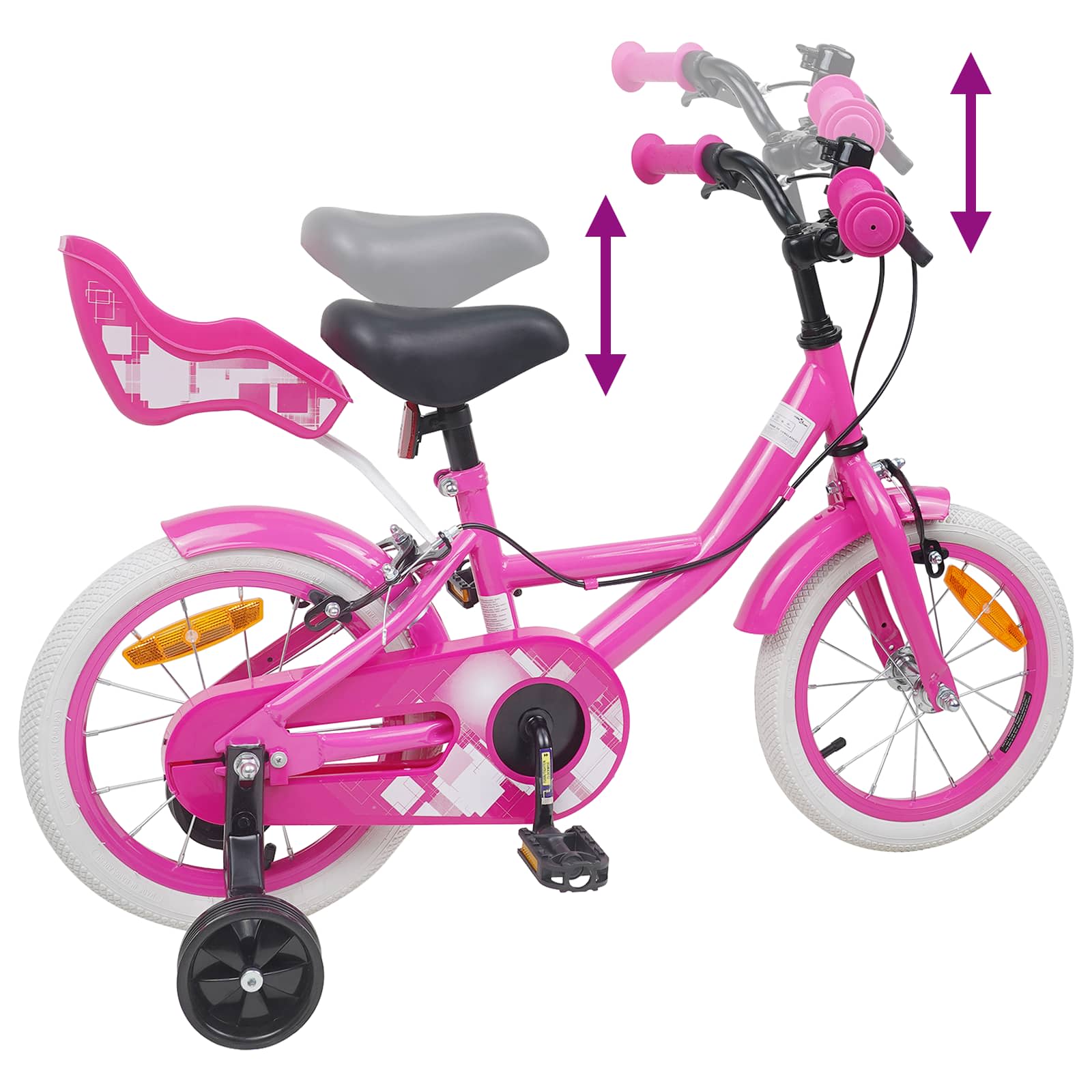 Kinderfiets 14 Inch voor 3-5 jaar oud Roze is nu te koop bij PeponiXL, paradijselijk wonen!