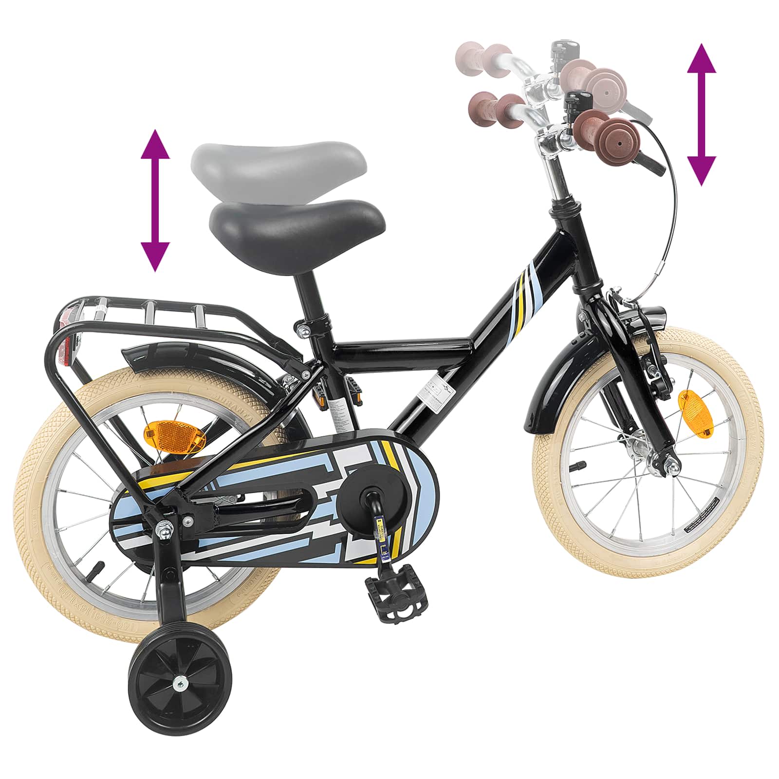Kinderfiets 16 Inch voor 4-6 jaar oud Zwart is nu te koop bij PeponiXL, paradijselijk wonen!