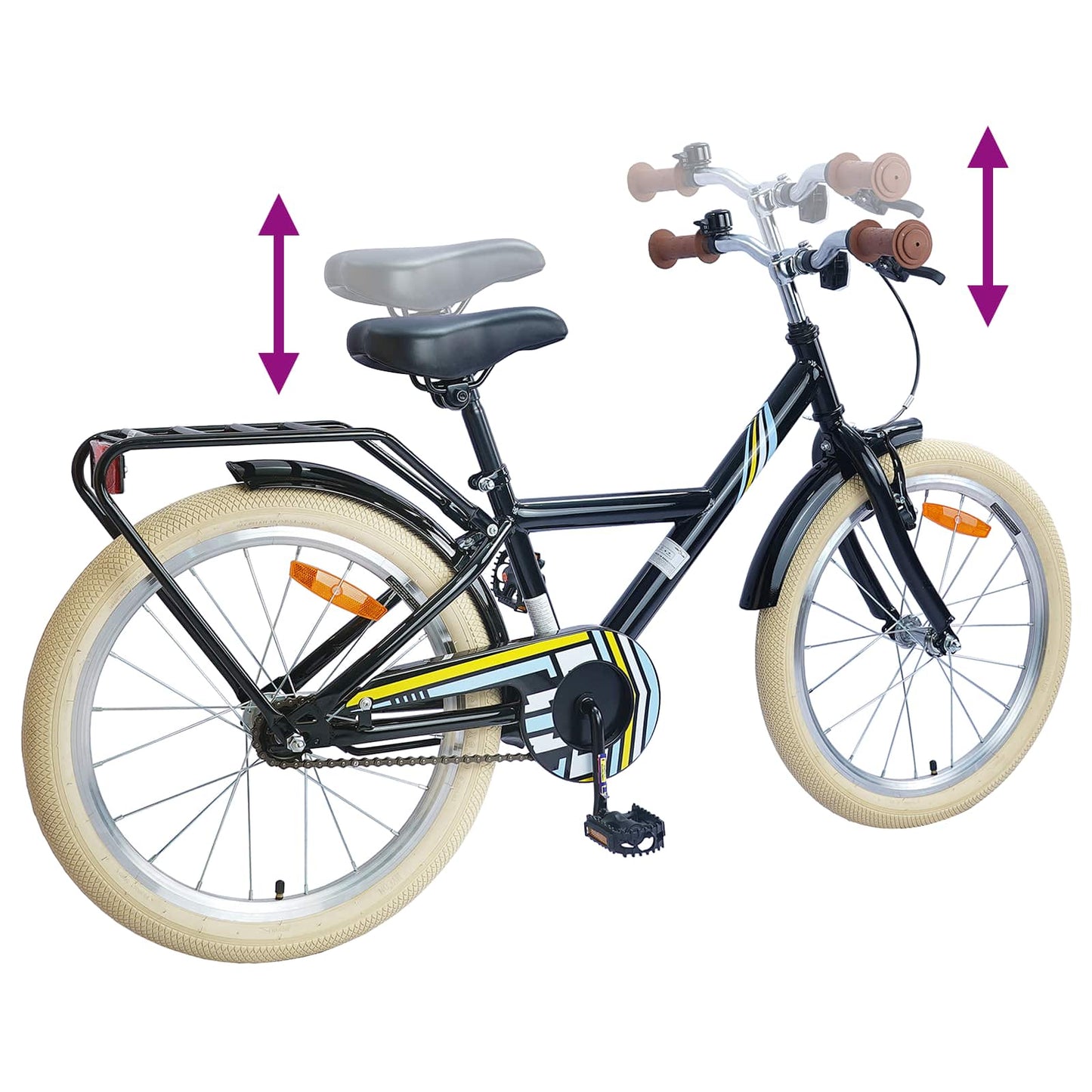 Kinderfiets 18 Inch voor 5-7 jaar Zwart is nu te koop bij PeponiXL, paradijselijk wonen!