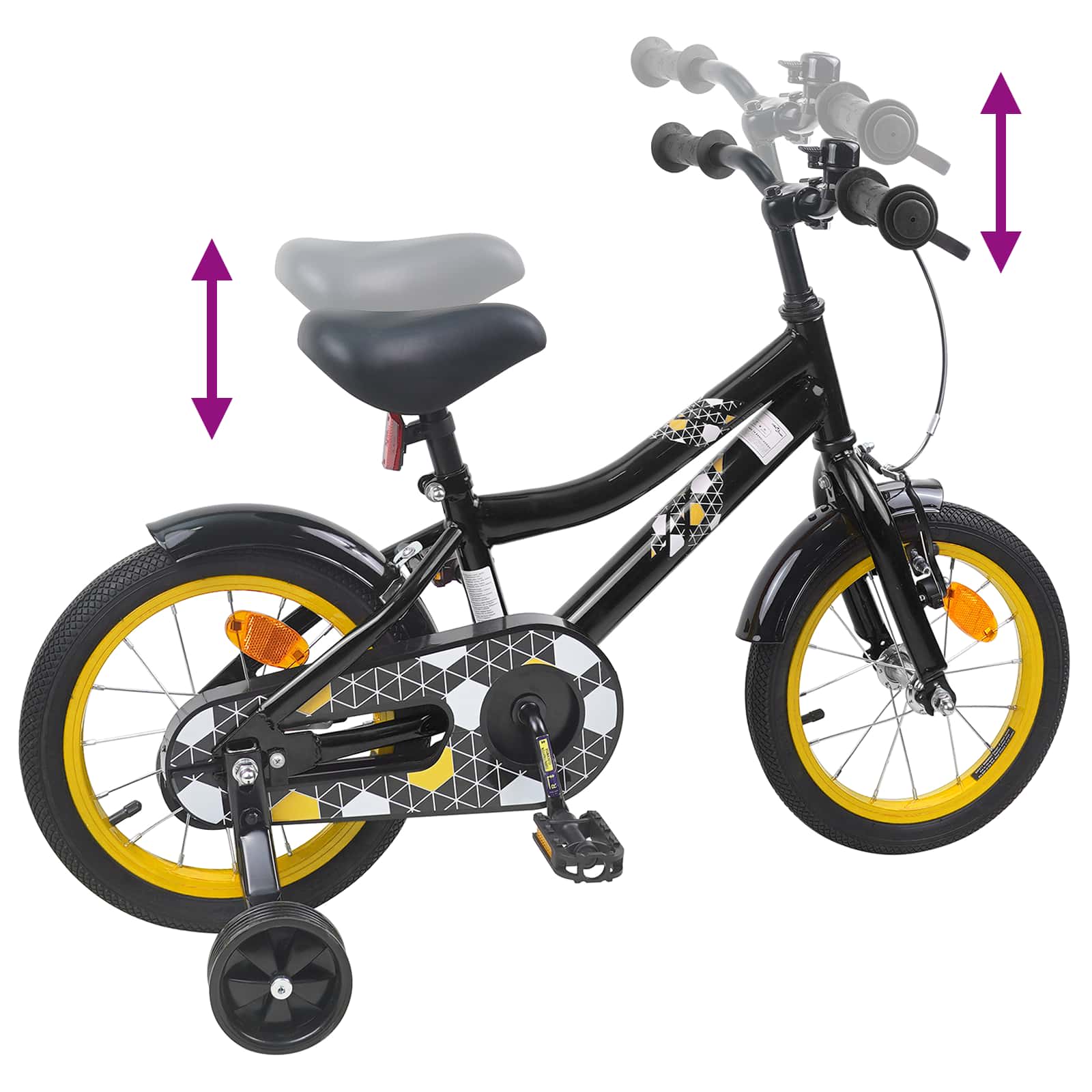 Kinderfiets 12 Inch voor 2-4 jaar oud Zwart is nu te koop bij PeponiXL, paradijselijk wonen!