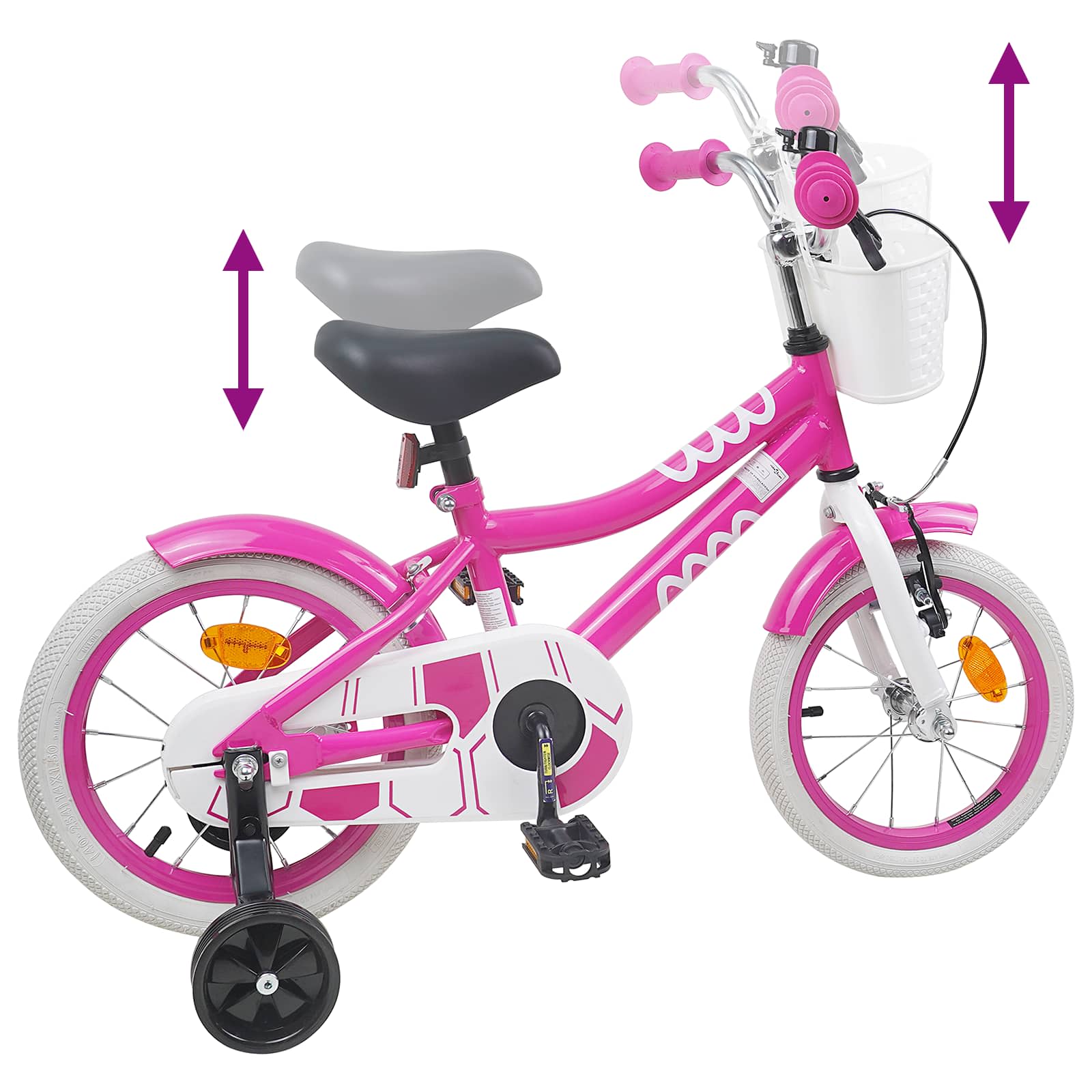 Kinderfiets 14 Inch voor 3-5 jaar oud Roze is nu te koop bij PeponiXL, paradijselijk wonen!