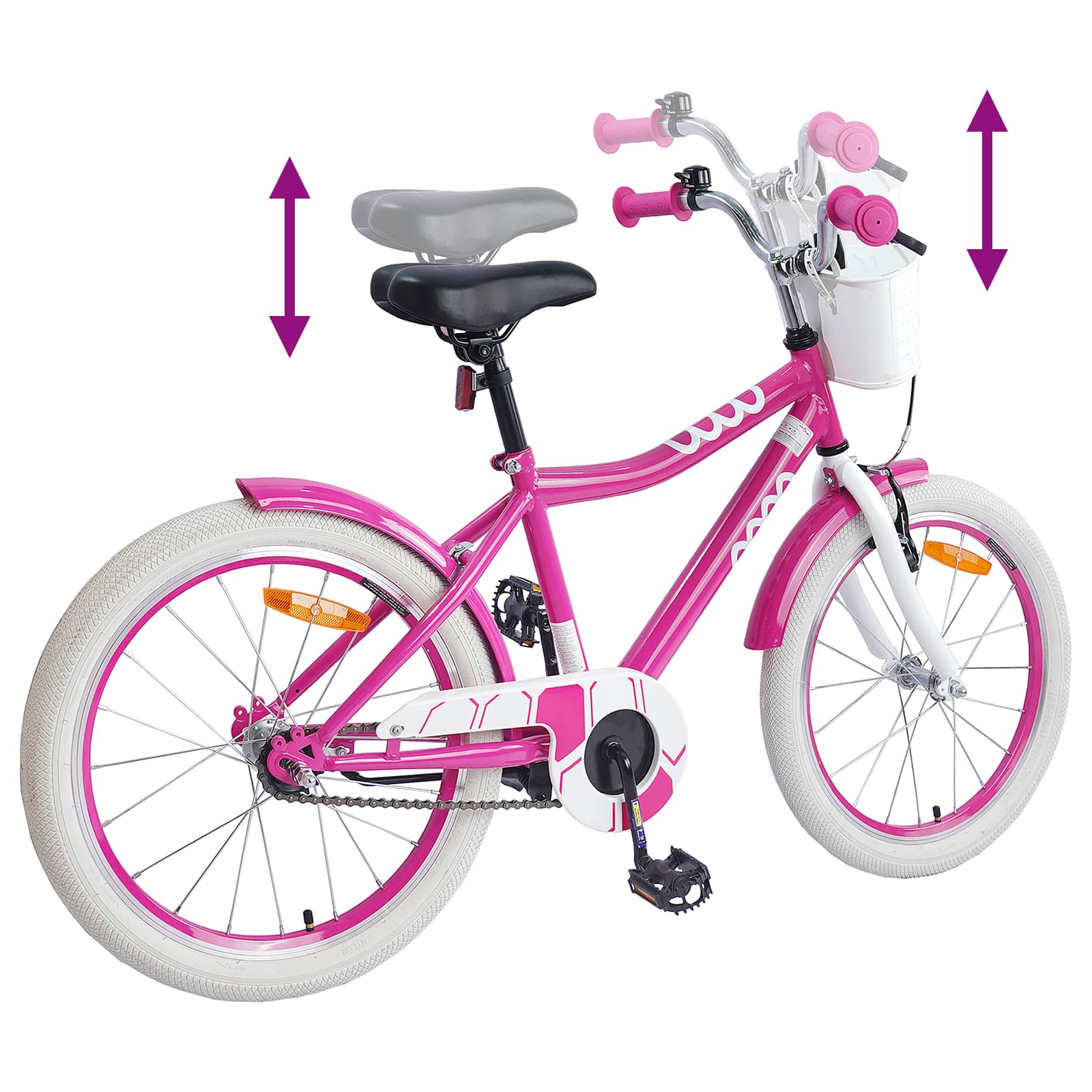 Kinderfiets 18 Inch voor 5-7 jaar Roze is nu te koop bij PeponiXL, paradijselijk wonen!