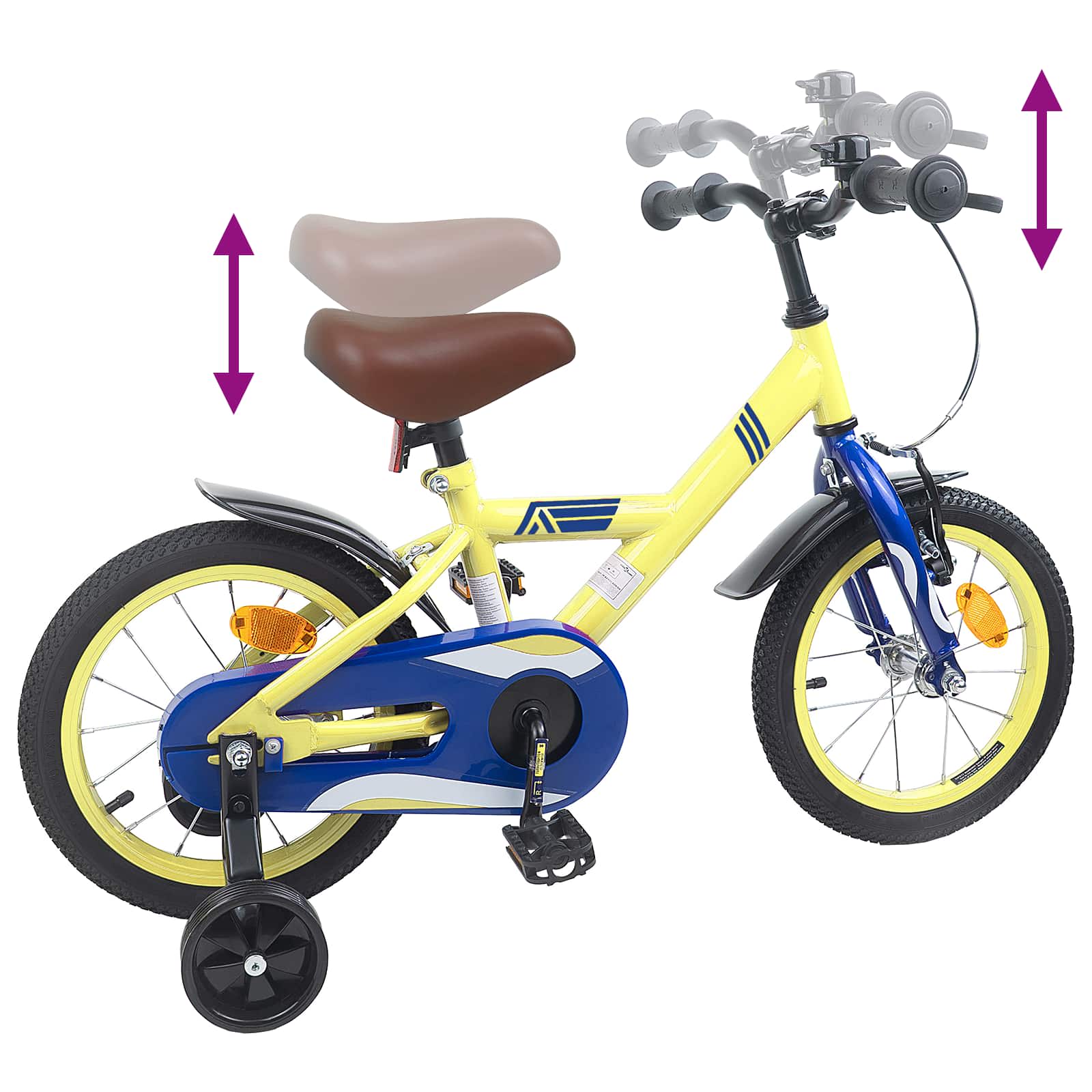 Kinderfiets 16 Inch voor 4-6 jaar oud Geel is nu te koop bij PeponiXL, paradijselijk wonen!
