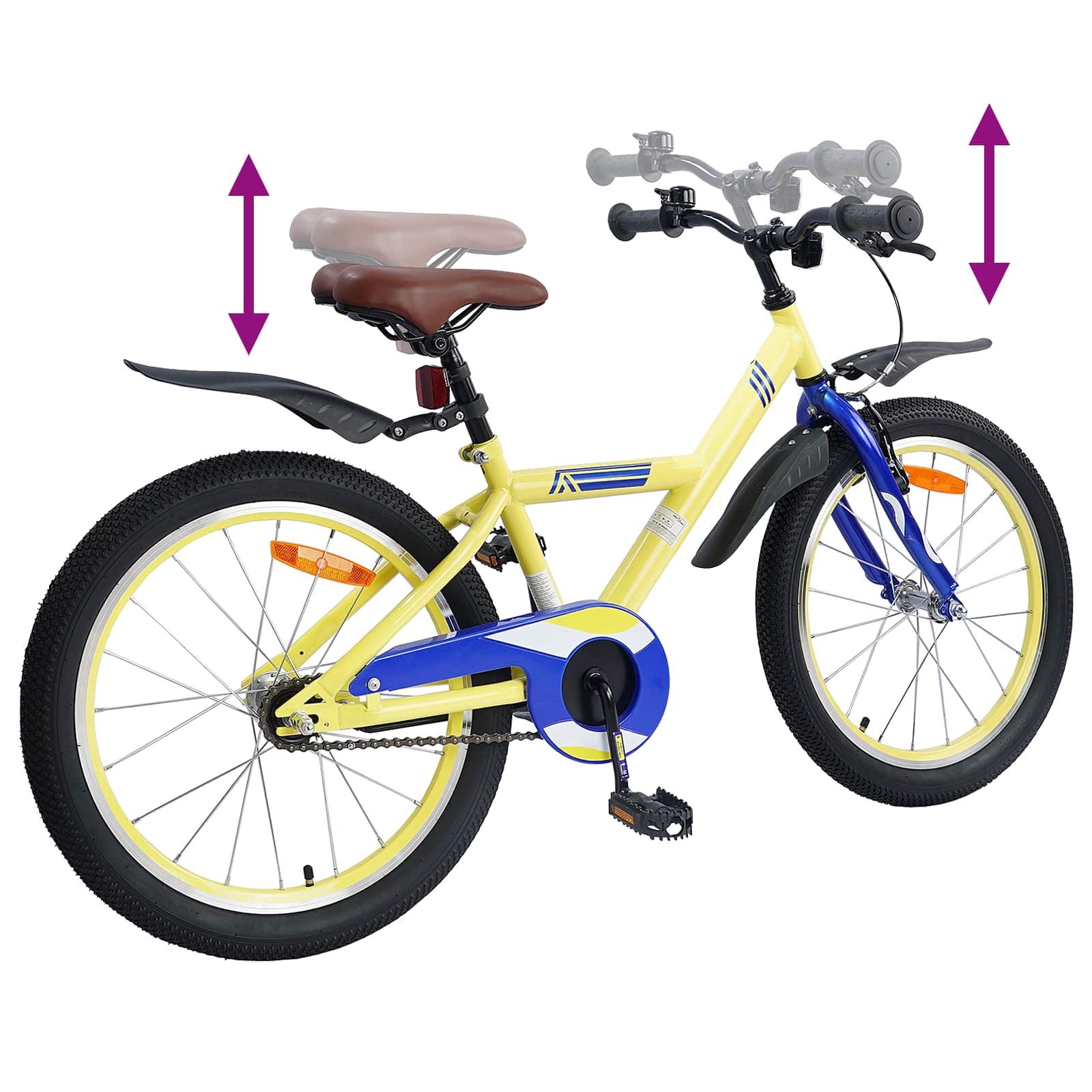 Kinderfiets 18 Inch voor 5-7 jaar Geel is nu te koop bij PeponiXL, paradijselijk wonen!