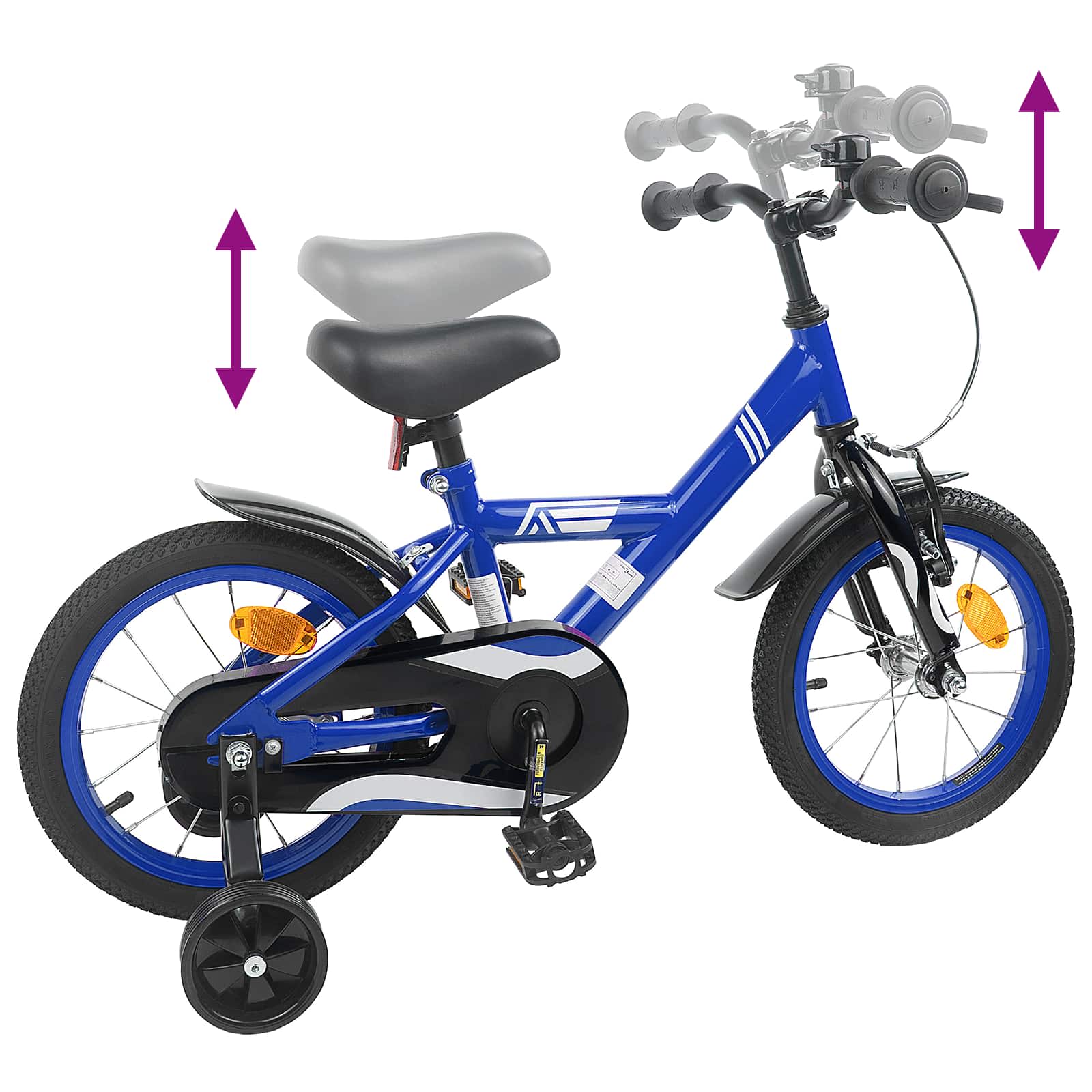 Kinderfiets 14 Inch voor 3-5 jaar oud Donkerblauw is nu te koop bij PeponiXL, paradijselijk wonen!