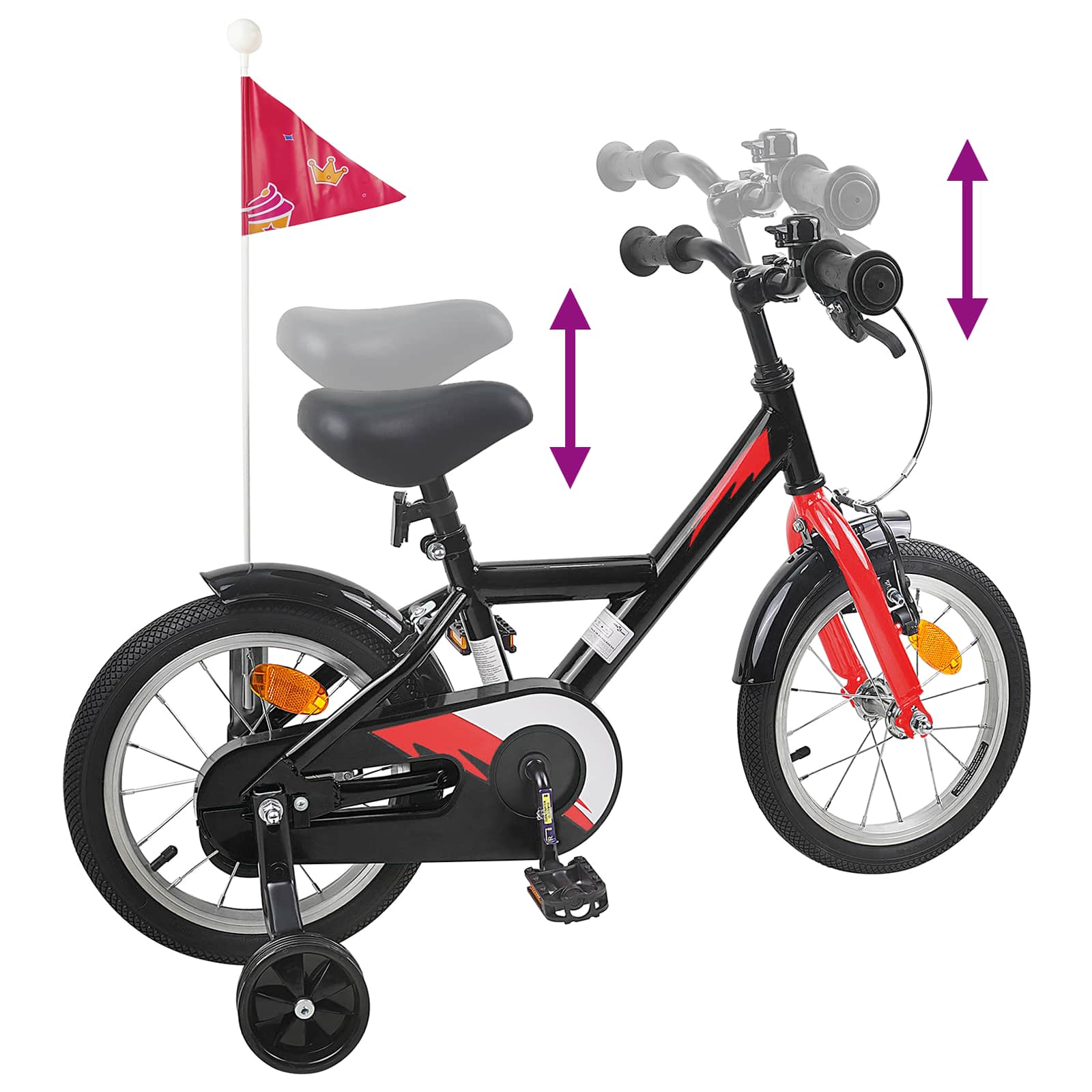 Kinderfiets 16 Inch voor 4-6 jaar oud Zwart is nu te koop bij PeponiXL, paradijselijk wonen!