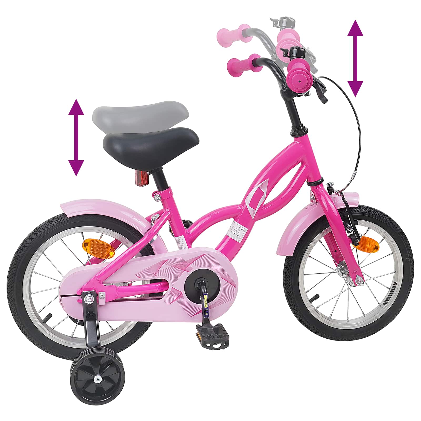 Kinderfiets 12 Inch voor 2-4 jaar oud Donkerroze is nu te koop bij PeponiXL, paradijselijk wonen!