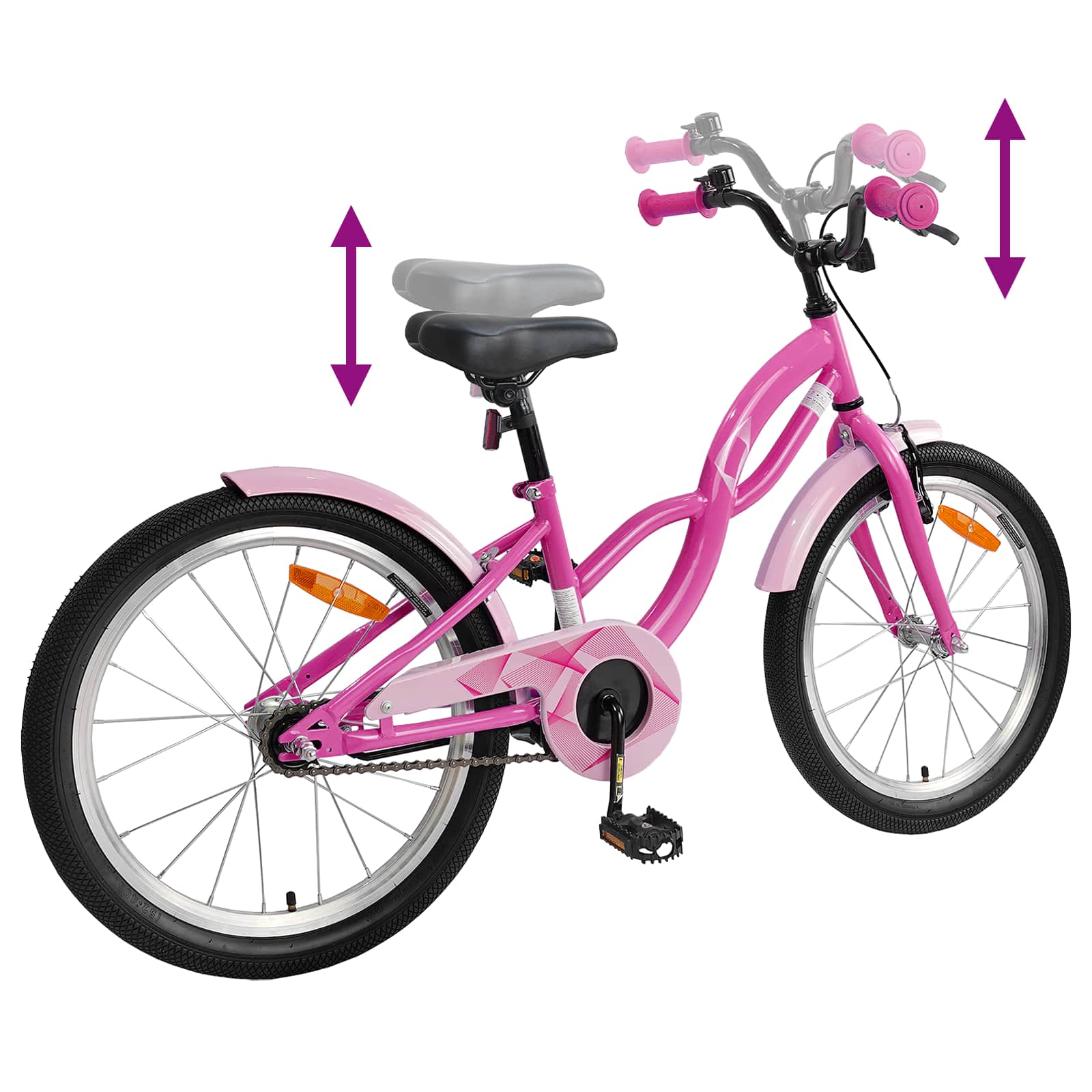Kinderfiets 18 Inch voor 5-7 jaar Donkerroze is nu te koop bij PeponiXL, paradijselijk wonen!