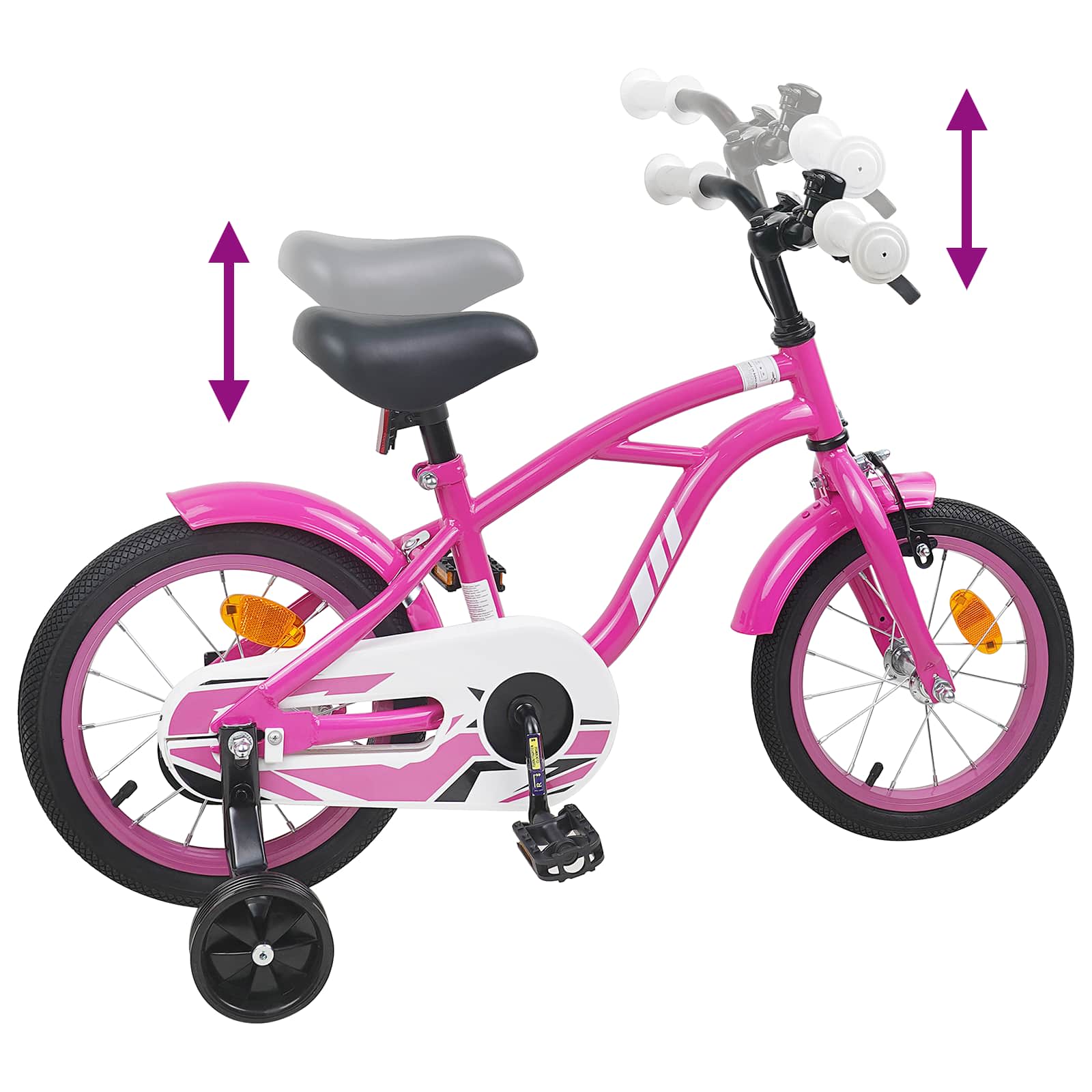 Kinderfiets 14 Inch voor 3-5 jaar oud Donkerroze is nu te koop bij PeponiXL, paradijselijk wonen!