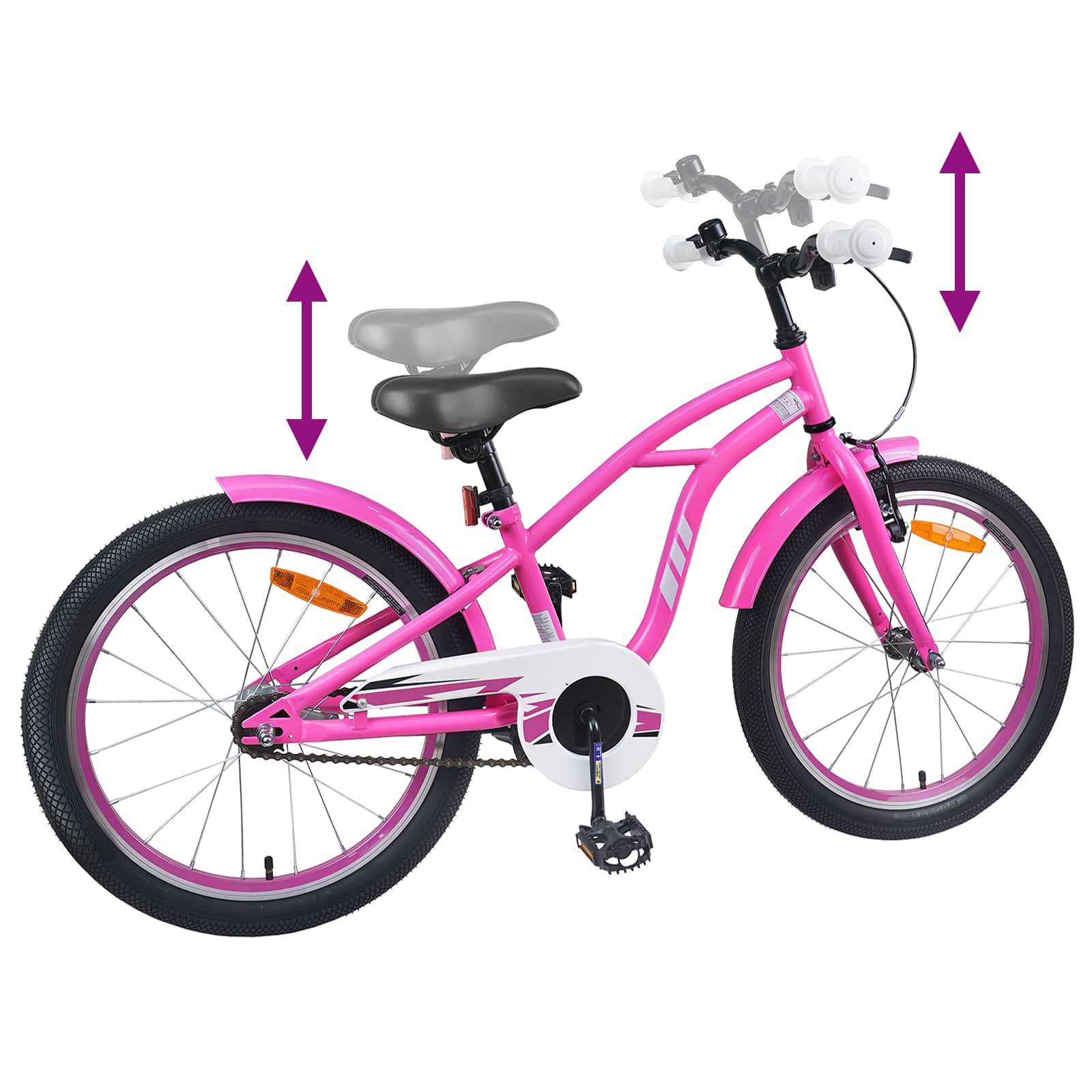 Kinderfiets 18 Inch voor 5-7 jaar Donkerroze is nu te koop bij PeponiXL, paradijselijk wonen!
