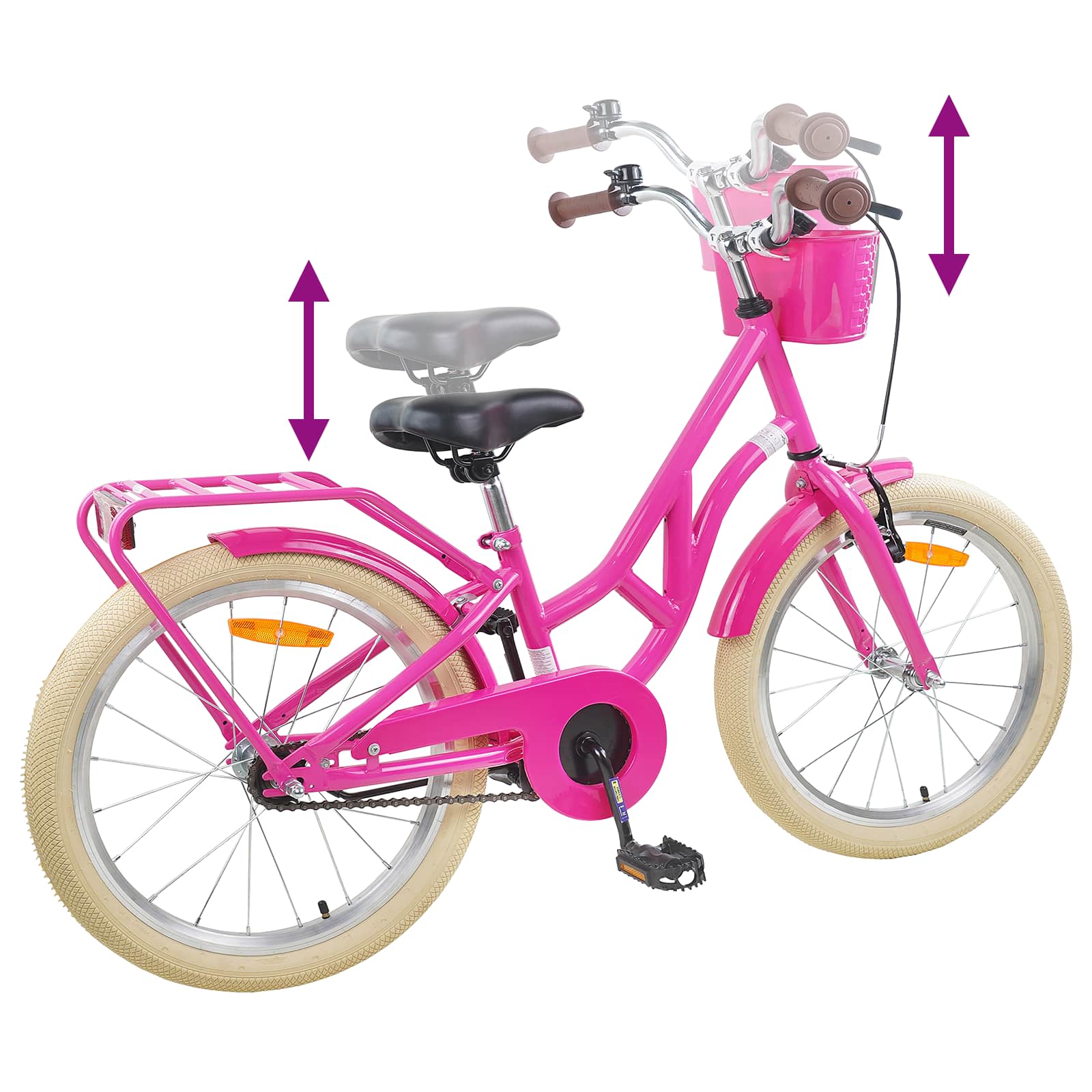 Kinderfiets 20 Inch voor 6-11 jaar oud Donkerroze is nu te koop bij PeponiXL, paradijselijk wonen!