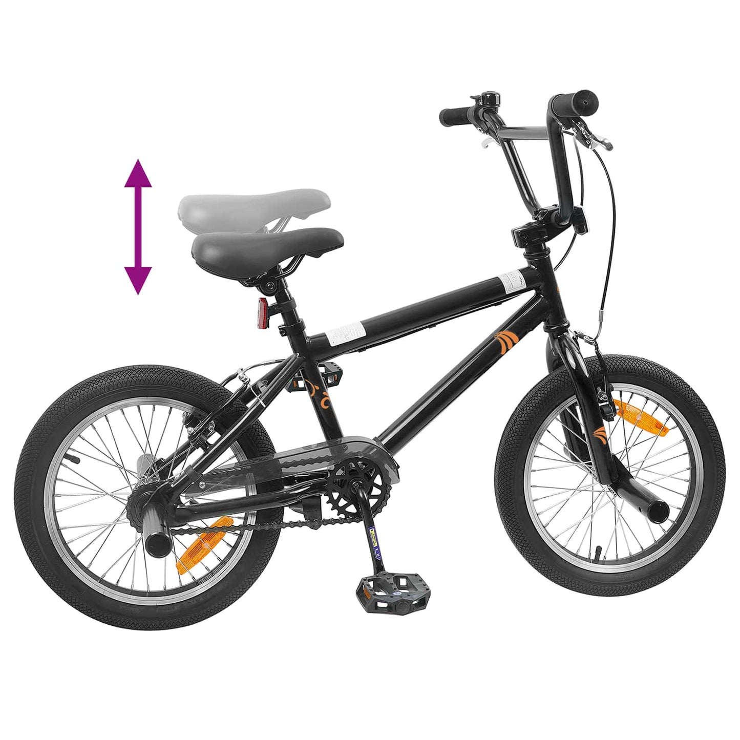 BMX Fiets 16 Inch voor 5-8 jaar oud Zwart