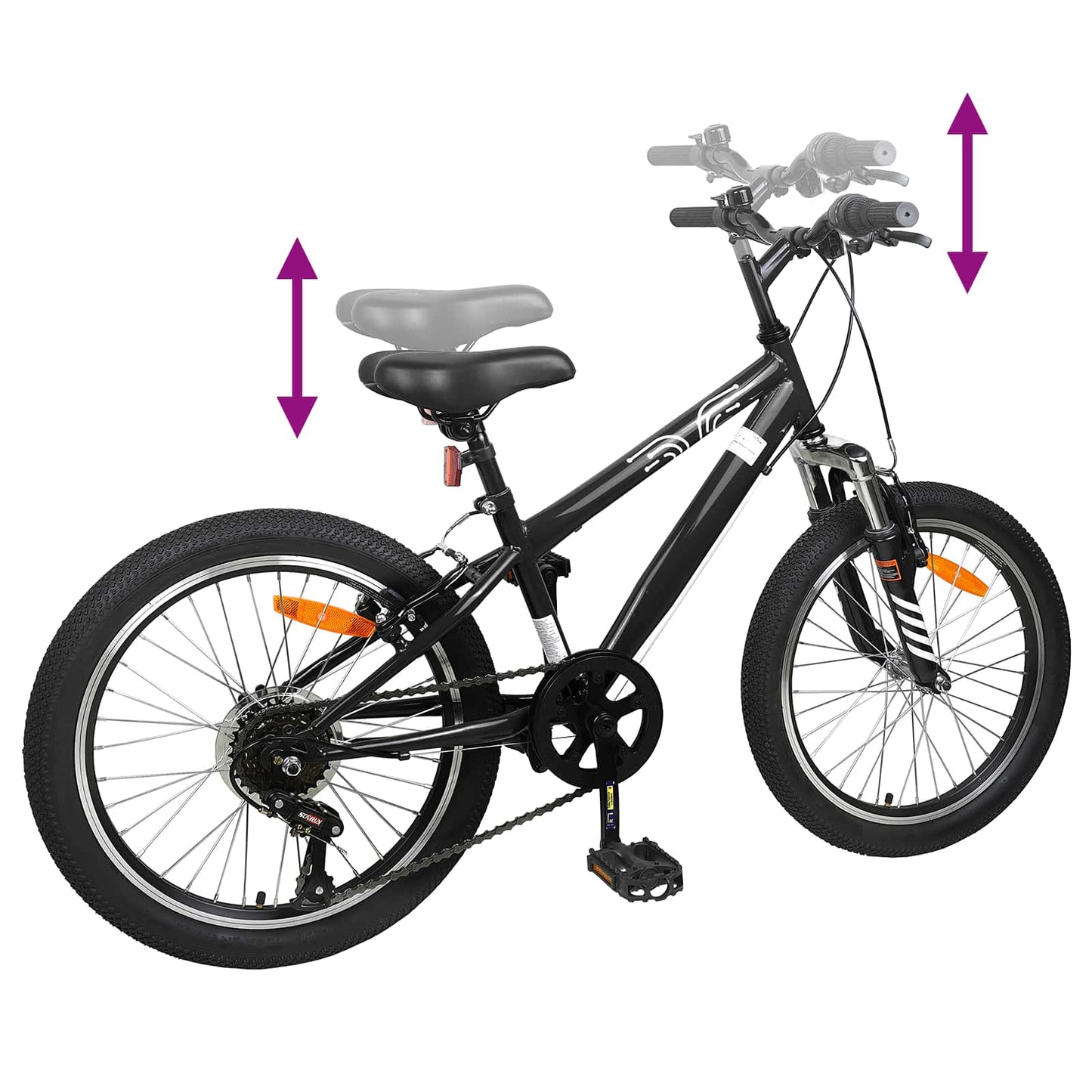 Kinder mountainbike 20 Inch 6-Speed voor 5-8 jaar oud Zwart is nu te koop bij PeponiXL, paradijselijk wonen!