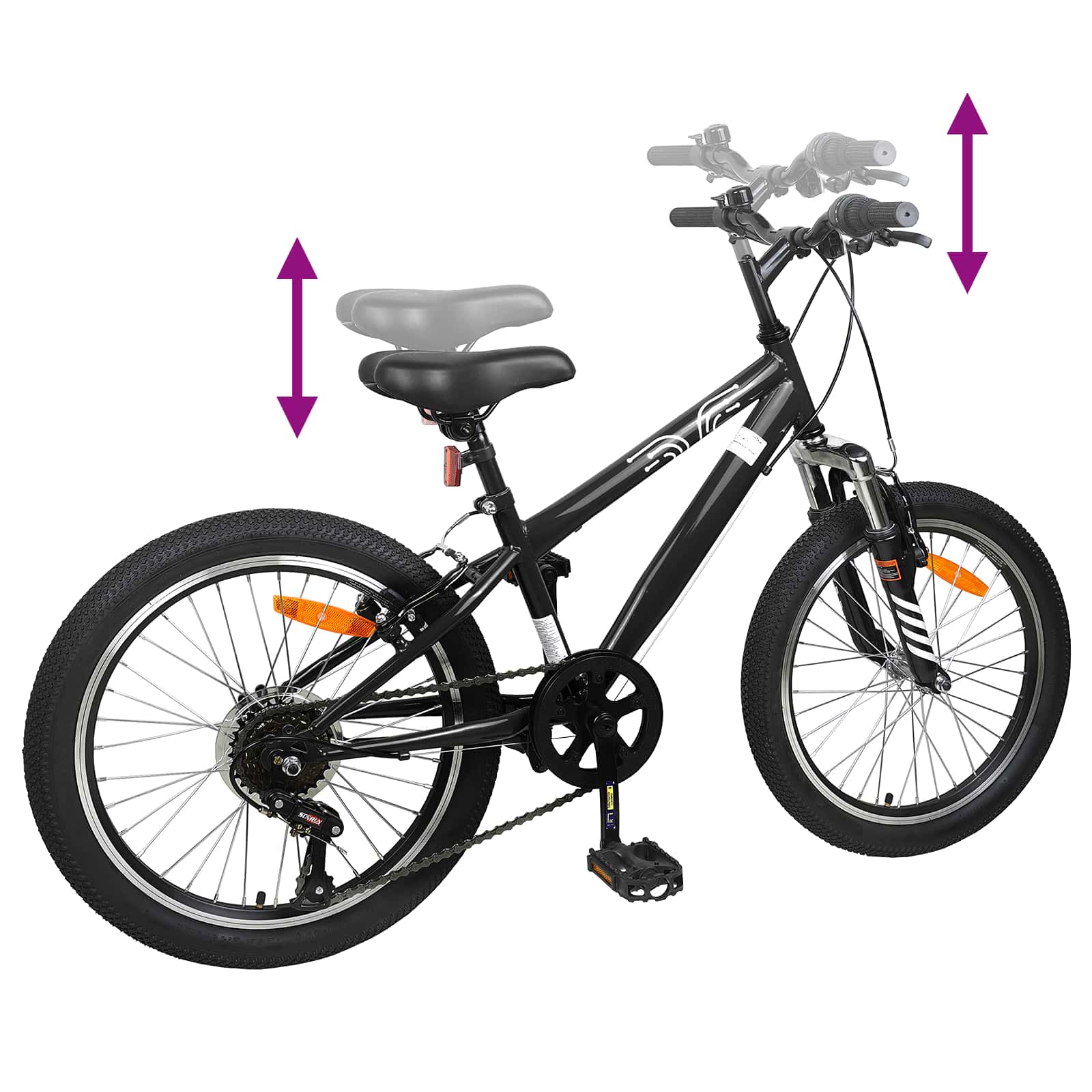 Kinder mountainbike 20 Inch 6-Speed voor 5-8 jaar oud Zwart is nu te koop bij PeponiXL, paradijselijk wonen!