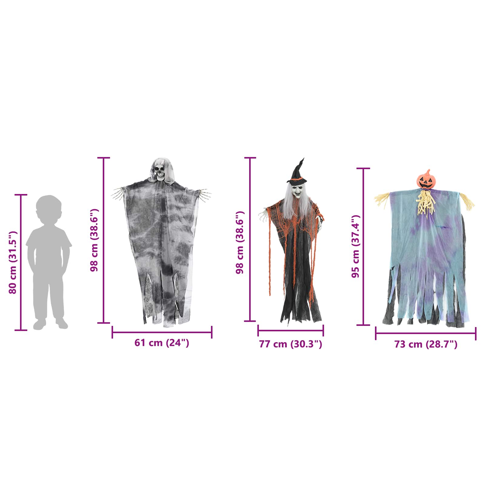 Halloween Hangende Spook 3 pcs Multikleur 61 x 97 cm Polyester is nu te koop bij PeponiXL, paradijselijk wonen!