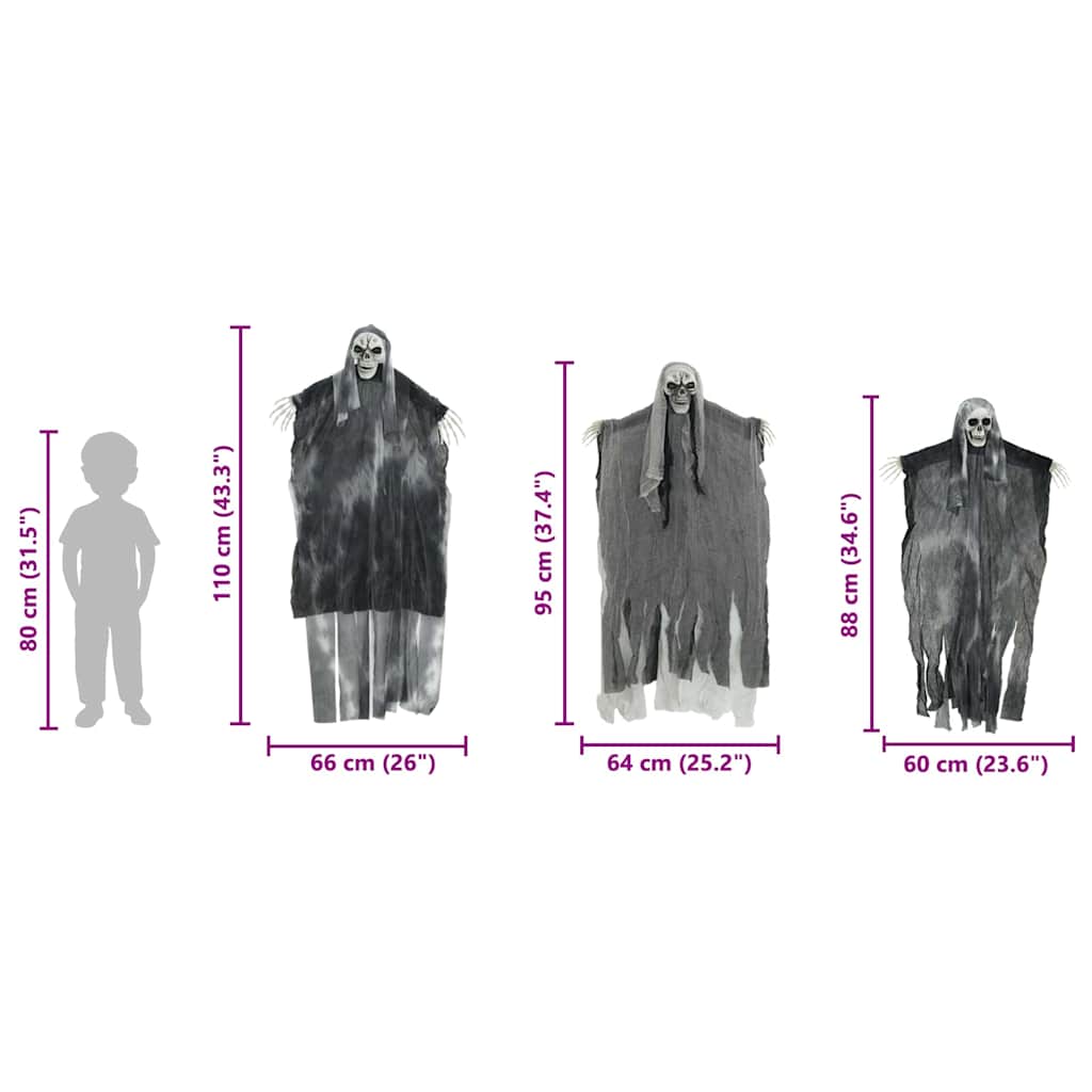 Halloween Hangende Spook 3 pcs Zwart 66 x 110 cm Polyester is nu te koop bij PeponiXL, paradijselijk wonen!